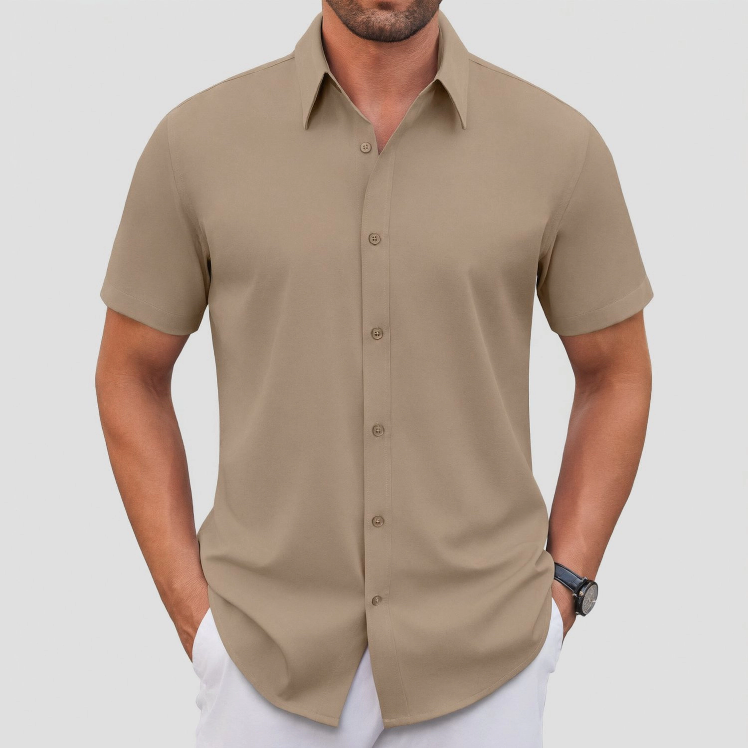 COOFANDY Mens Short Sleeve Button Down Shirts  Collared Casual Dressy Tops