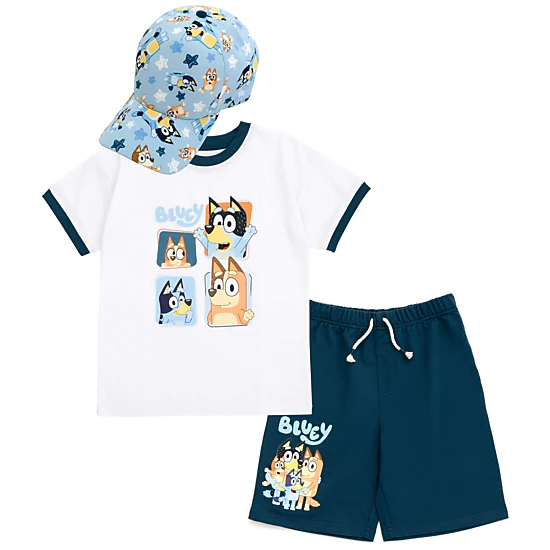 Bluey Boys' T-Shirt and Shorts Set with Hat