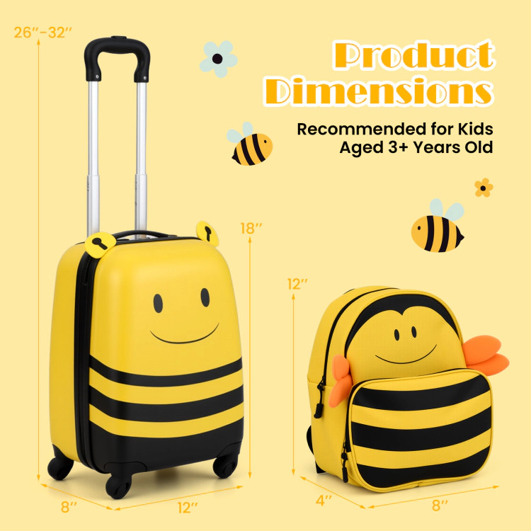 Hivvago 2 Pieces Kids Luggage Set on Wheels with Anti-Lose Rope and Retractable Rod
