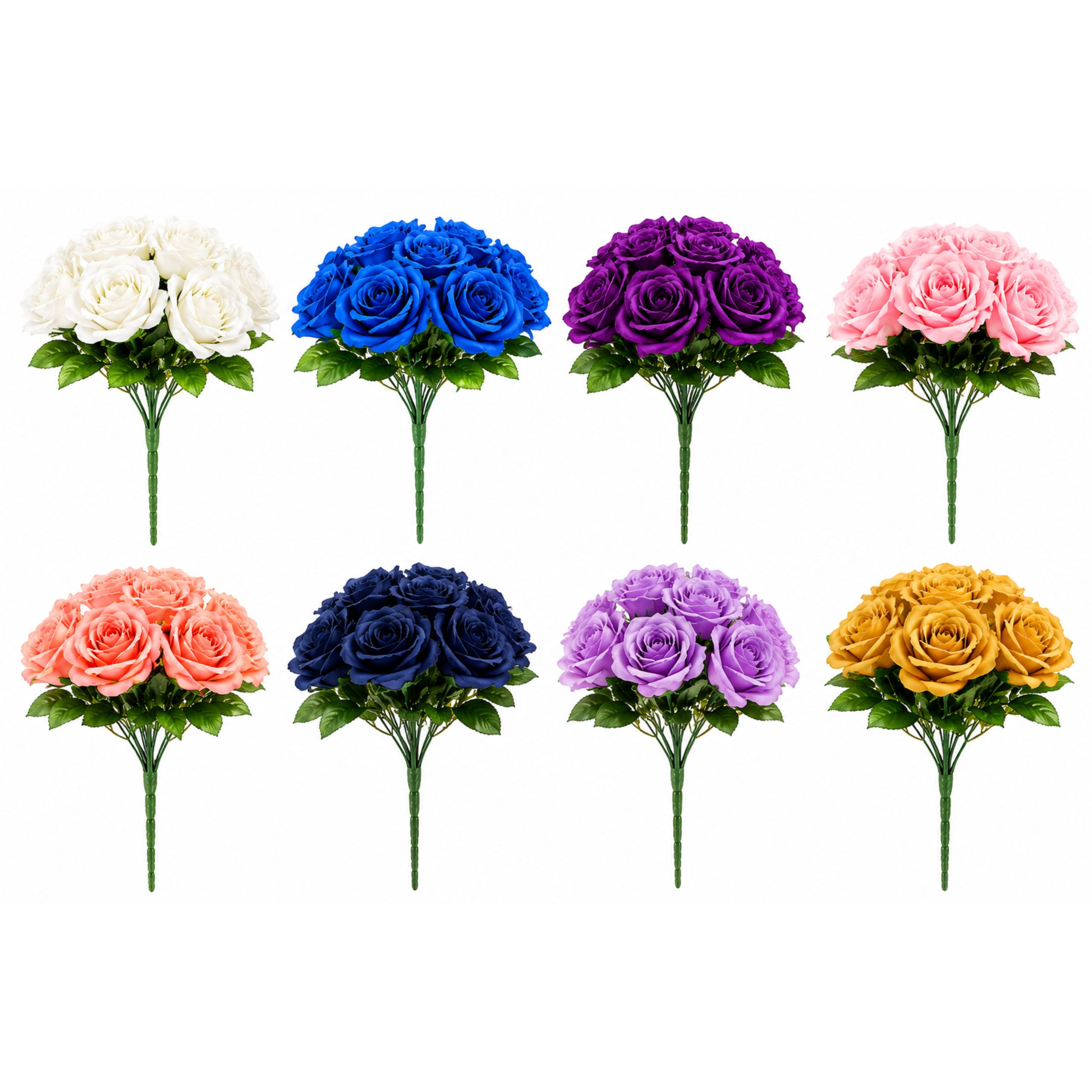 Home Collection 12-Inch Artificial Velvet Rose Flower Bouquet with 14 Roses