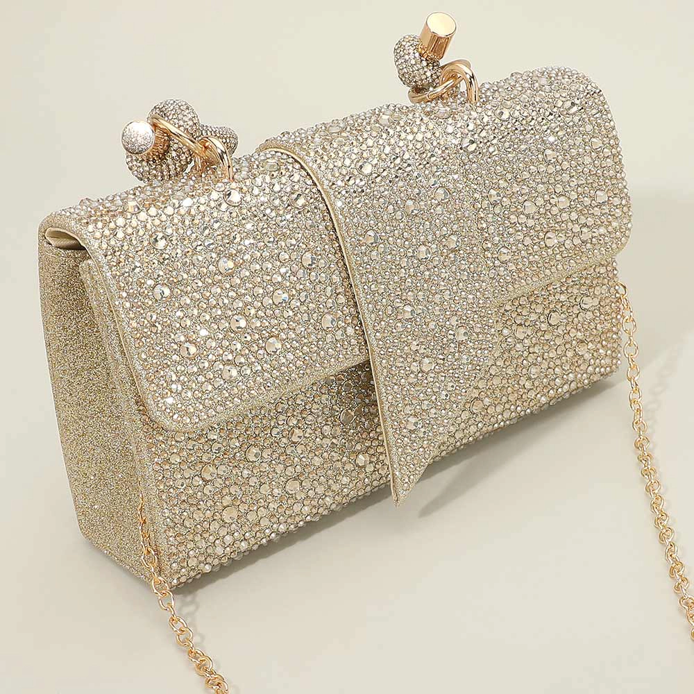 FASHNZFAB Bling Studded Evening Crossbody Shoulder Bag 8.75" X 5" 2.5"