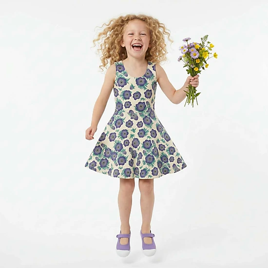 Mightly Girls Organic Cotton Print Sleeveless Skater Twirl Dress