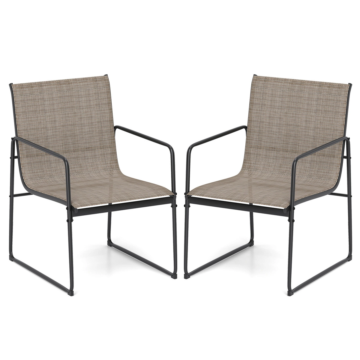 SUGIFT Set of 2 Powder-Coated Metal Outdoor Patio Dining Chairs