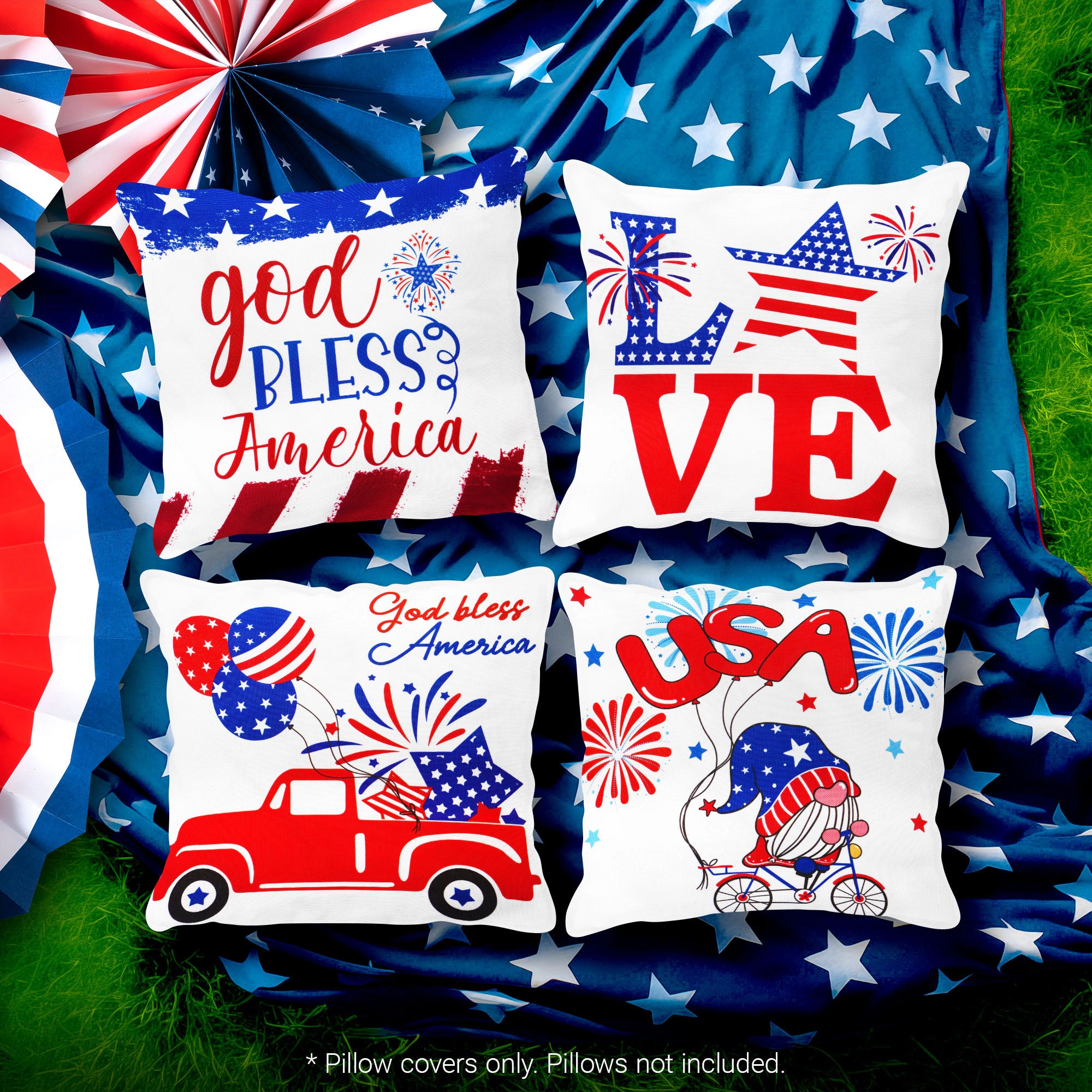 G128 Gnome Fireworks Decorative Throw Pillow Covers