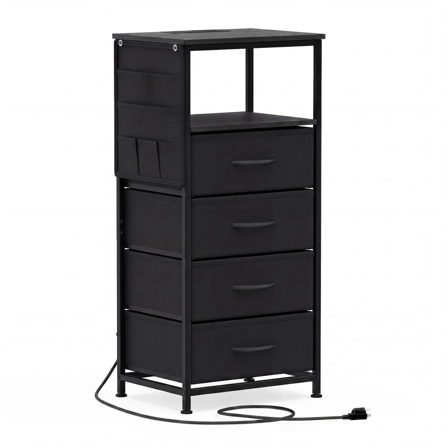 SlickBlue Storage Cabinet with Charging Station, Drawers & Side Pocket