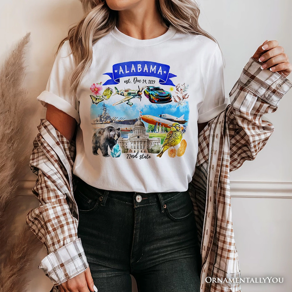 OrnamentallyYou Unisex Artistic Alabama State Themes And Landmarks T-Shirt