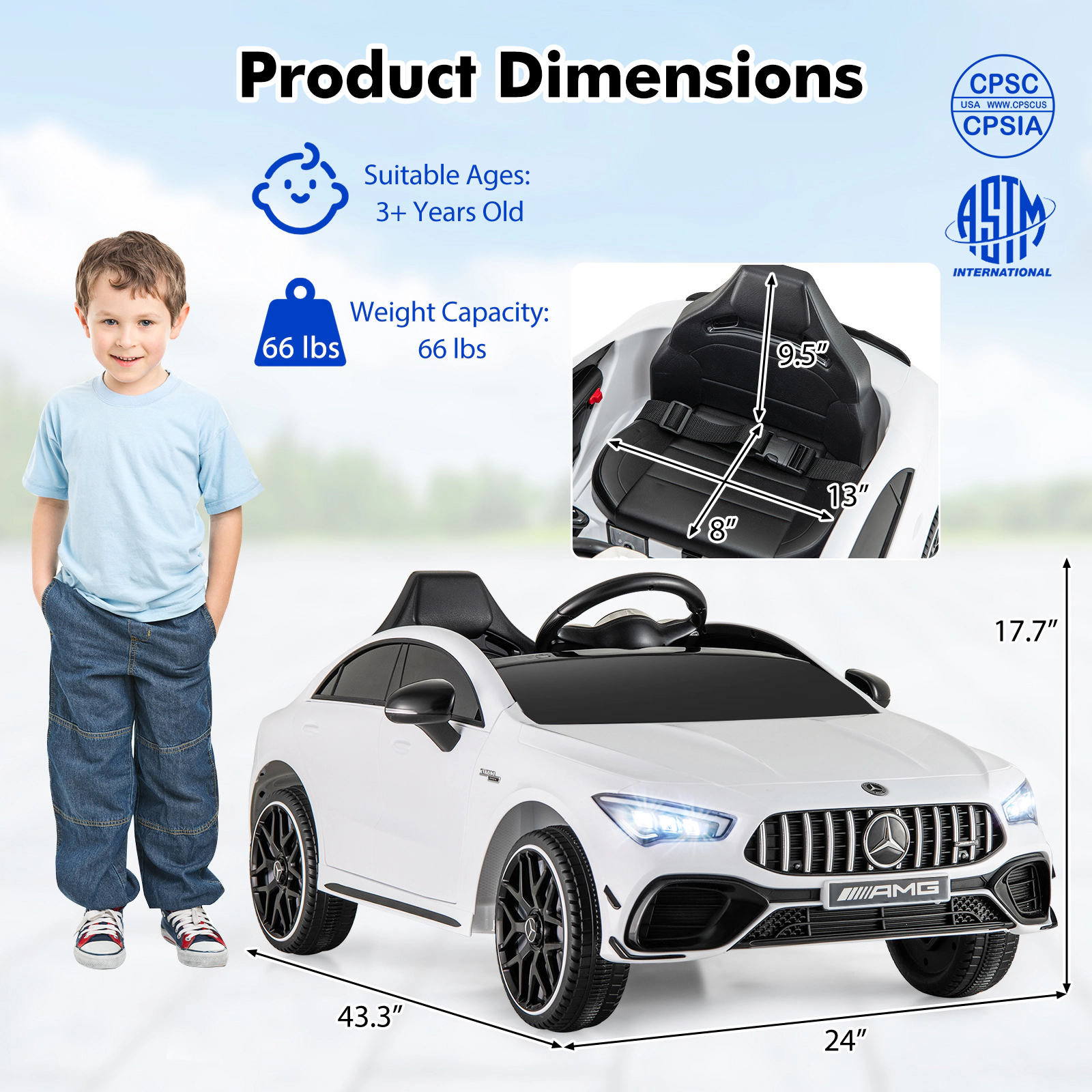 LJG 12V Kids Ride on Car Mercedes-Benz AMG CLA 45 with Remote