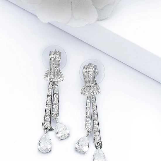 AGP PARIS Womens Silver Knot Drop Earrings, Color: Silver-coloured