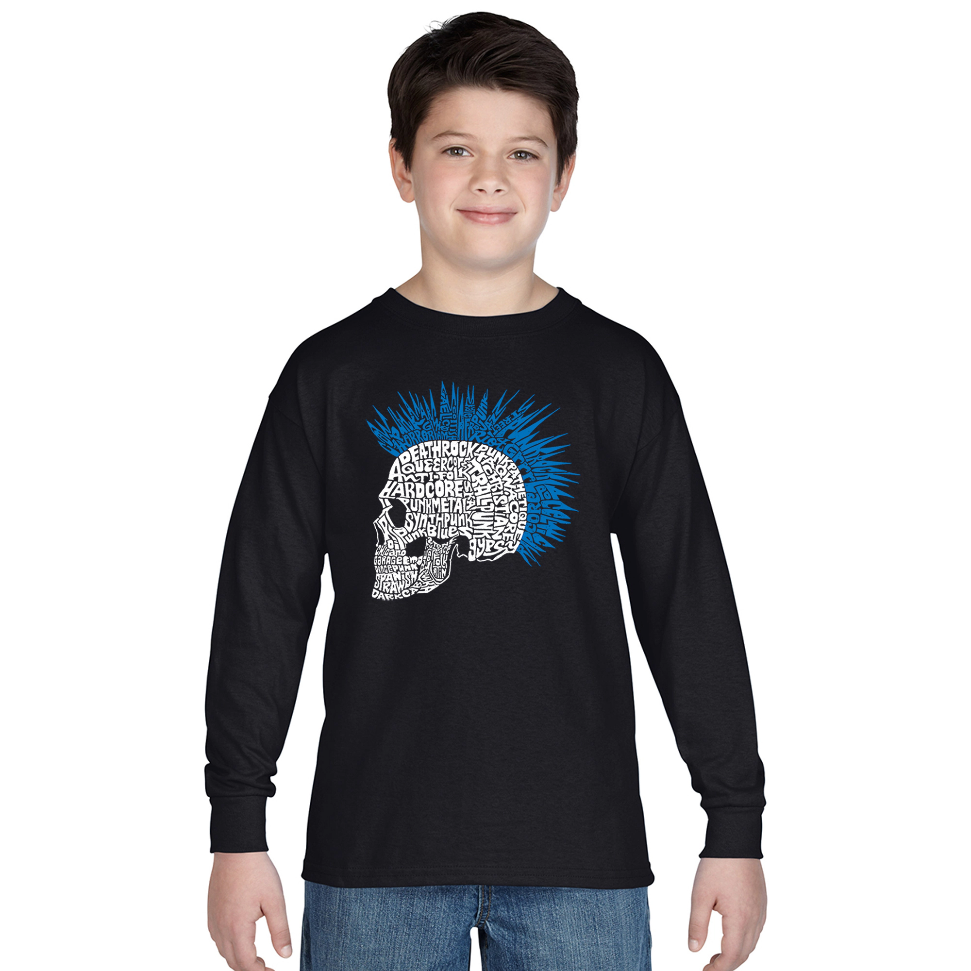 LA Pop Art Boys Long Sleeve T-Shirt -  Punk Mohawk