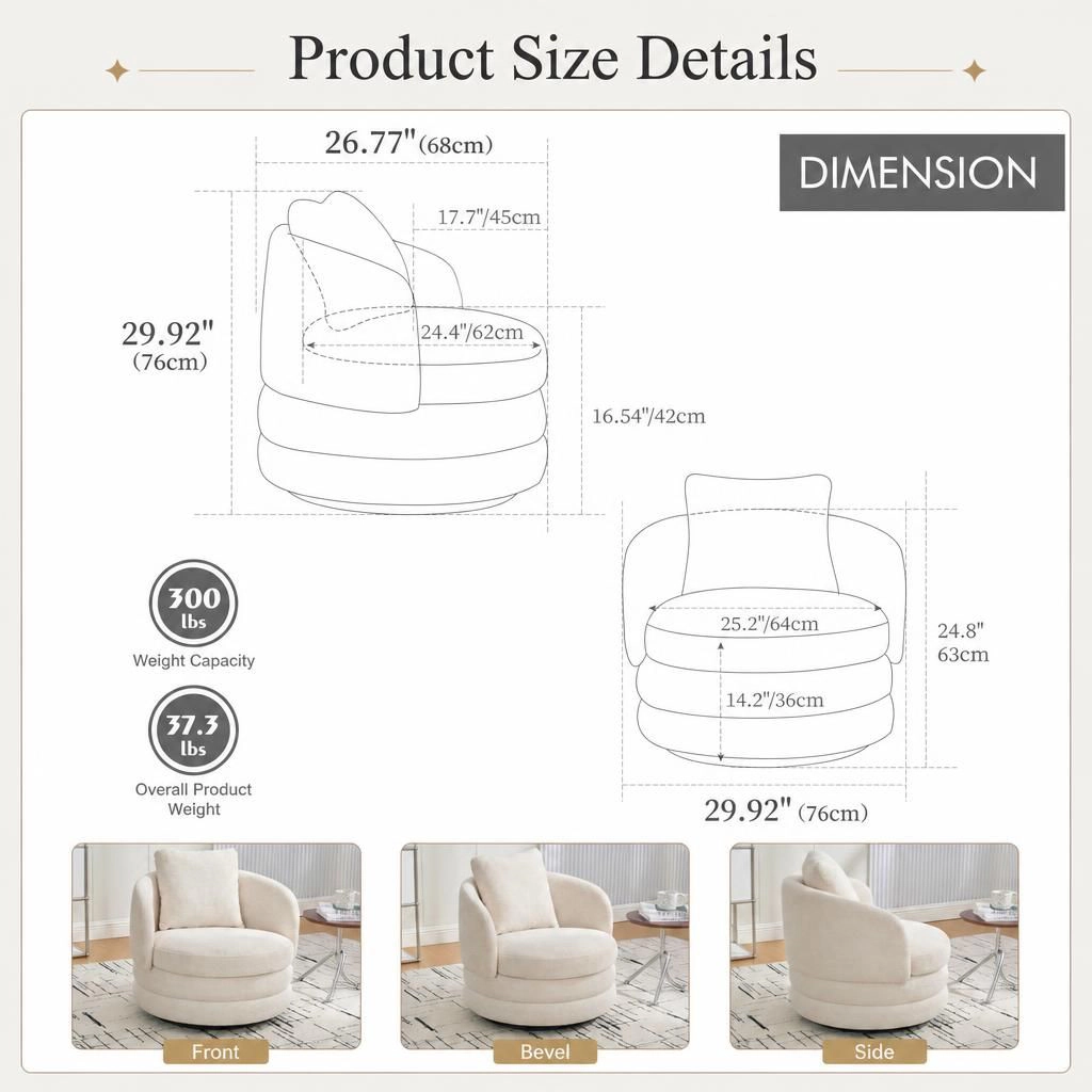 GOODSILO Low Profile Upholstered Armless Accent Chair