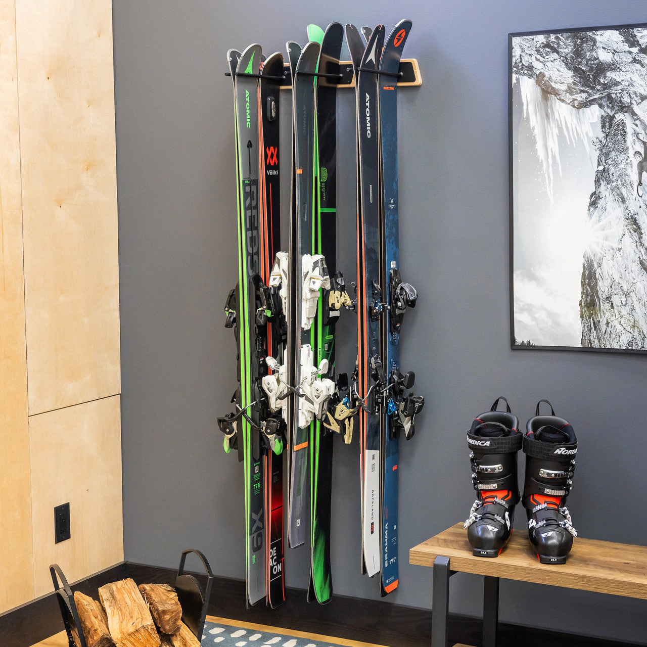 StoreYour Burlington Ski Storage Rack, Holds 6 Pairs of Skis