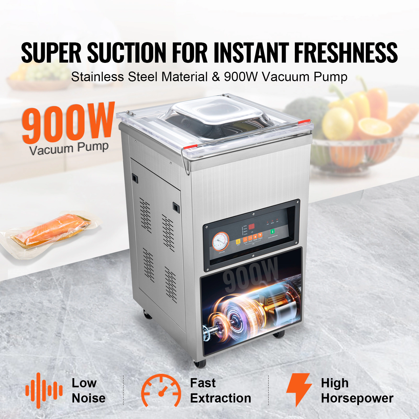 HONGGE Chamber Vacuum Sealer Sealing Power Vacuum Packing Machine for Wet Foods Meats Marinades and More Compact Size