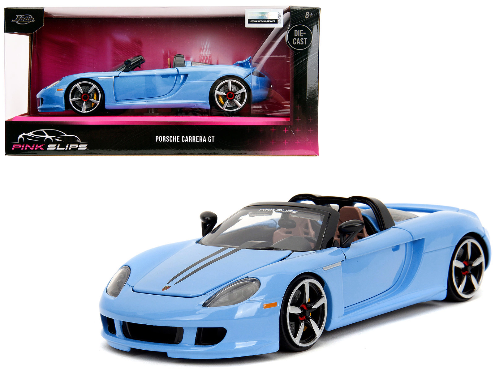 Jada Porsche Carrera GT Convertible Blue with Black Stripes "Pink Slips" Series 1/24 Diecast Model Car by Jada