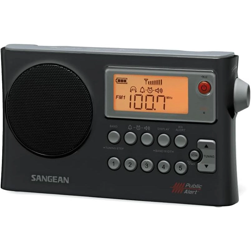 SANGEAN PR-D4W Portable AM/FM Radio with NOAA Weather Alert - Digital Tuning, LCD Backlight, 25 Presets