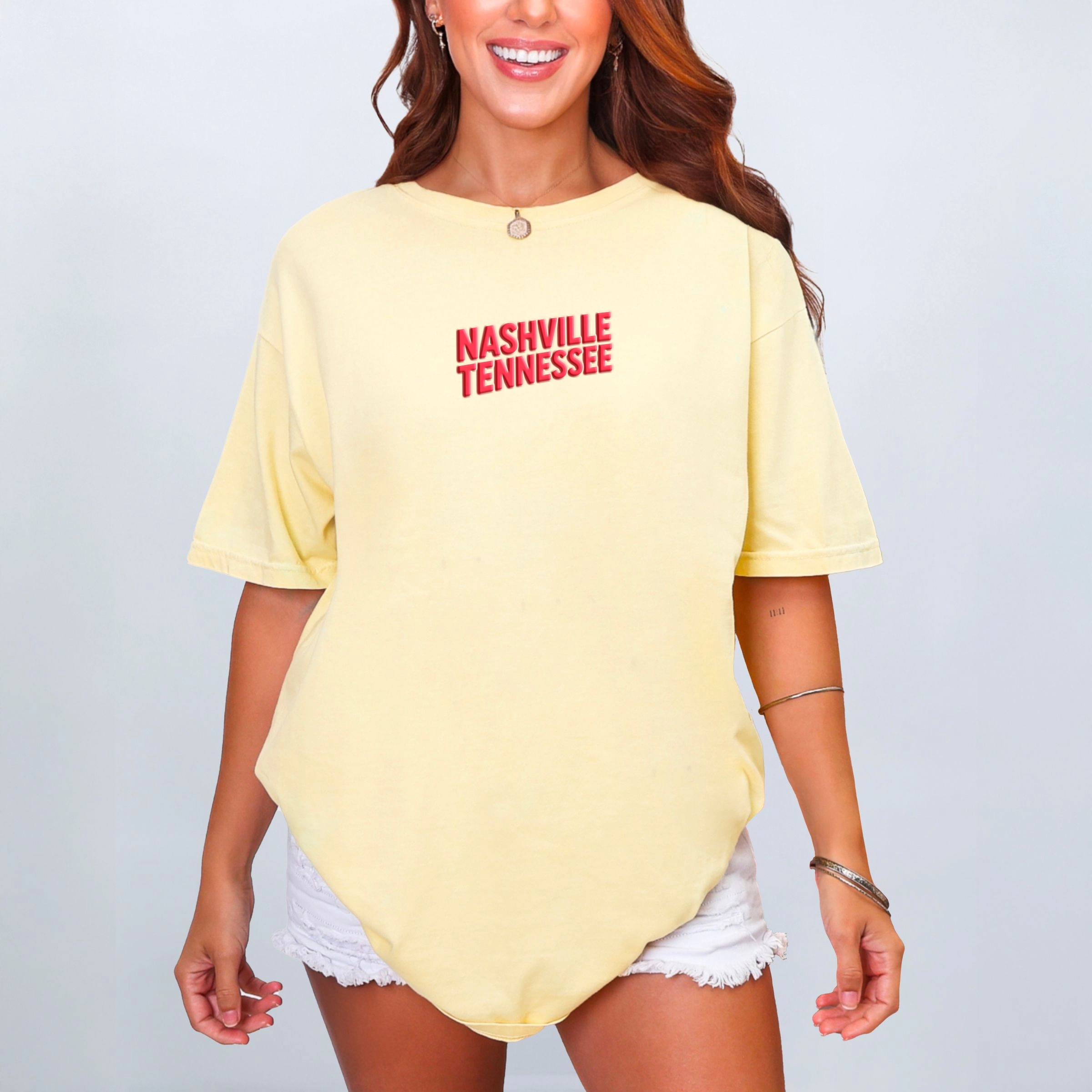 Simply Sage Market - Women's Garment Dyed Graphic T-Shirt Nashville Vibrant Puff Print