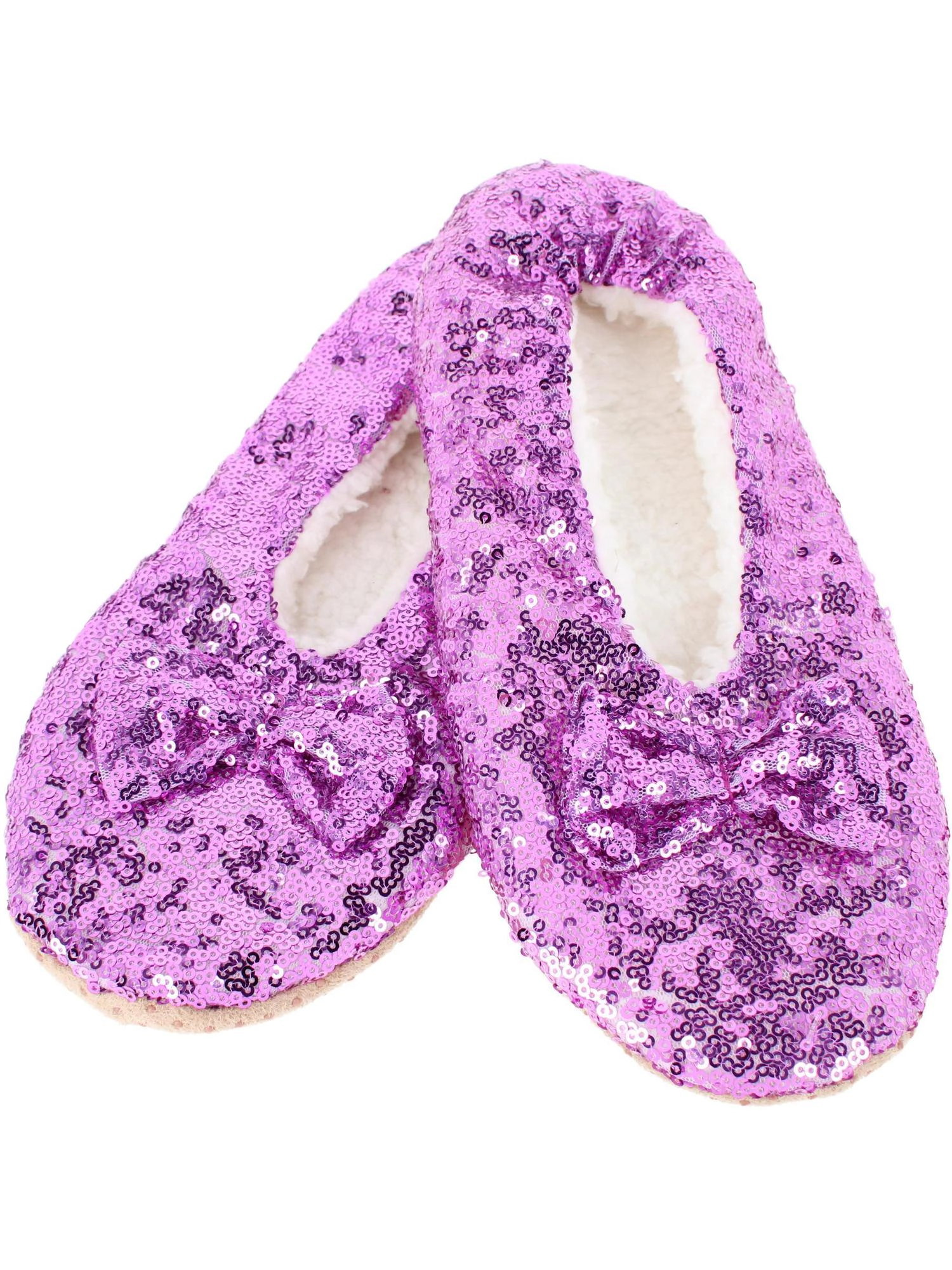 Alotta Knits Women's Sequins Ballerina Slippers with Sherpa Fleece Lining