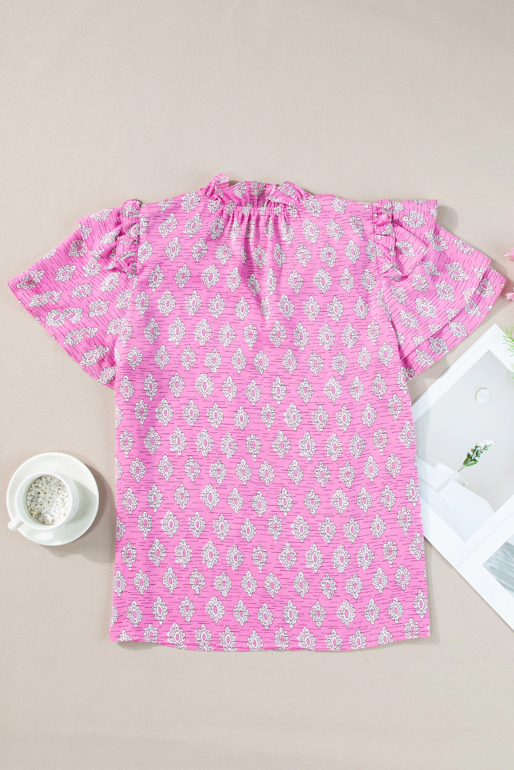 Threaded Pear Women's Miller Ruffled Short Sleeve Blouse