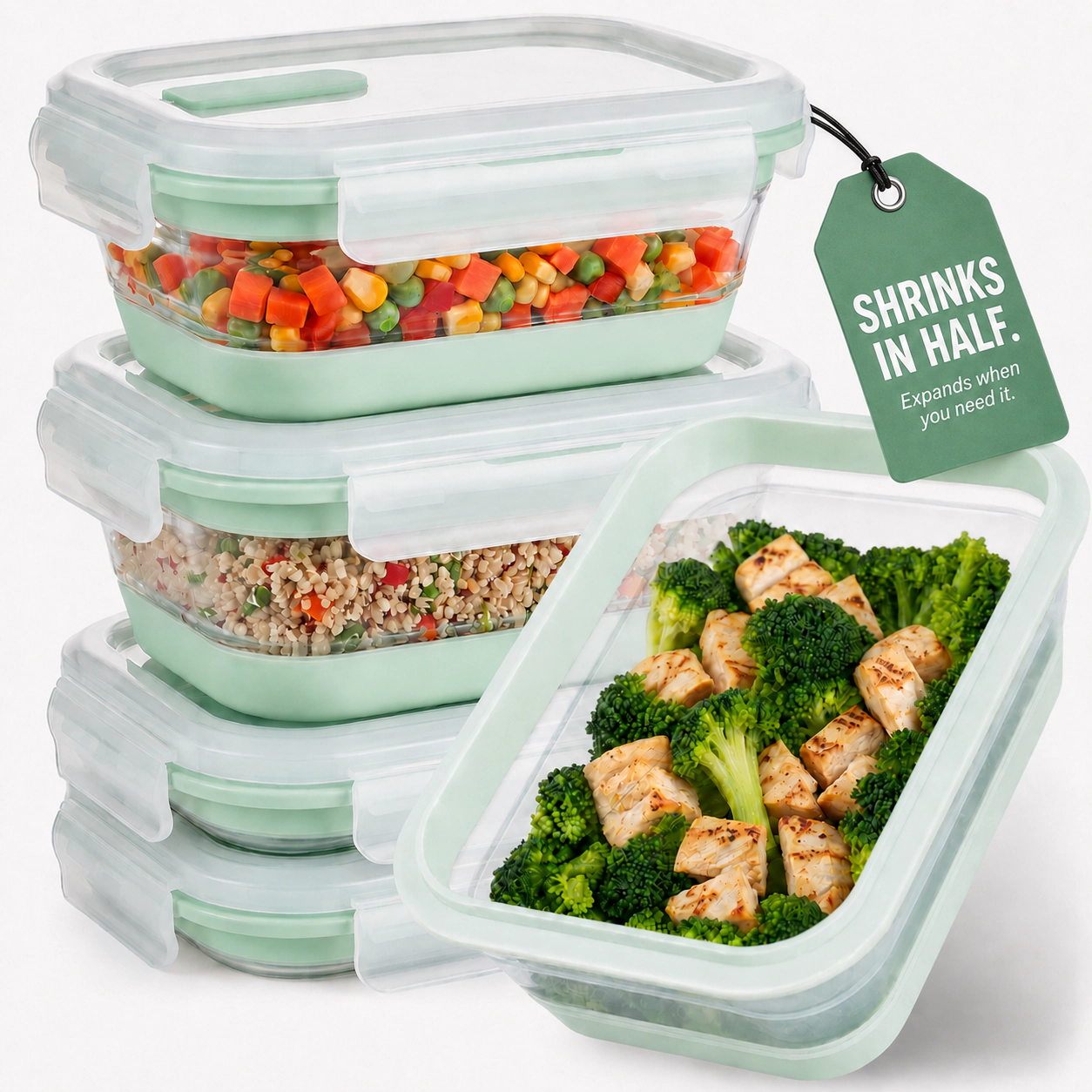 CHEFSPOT Collapsible Silicone Food Storage Containers 5 Pack