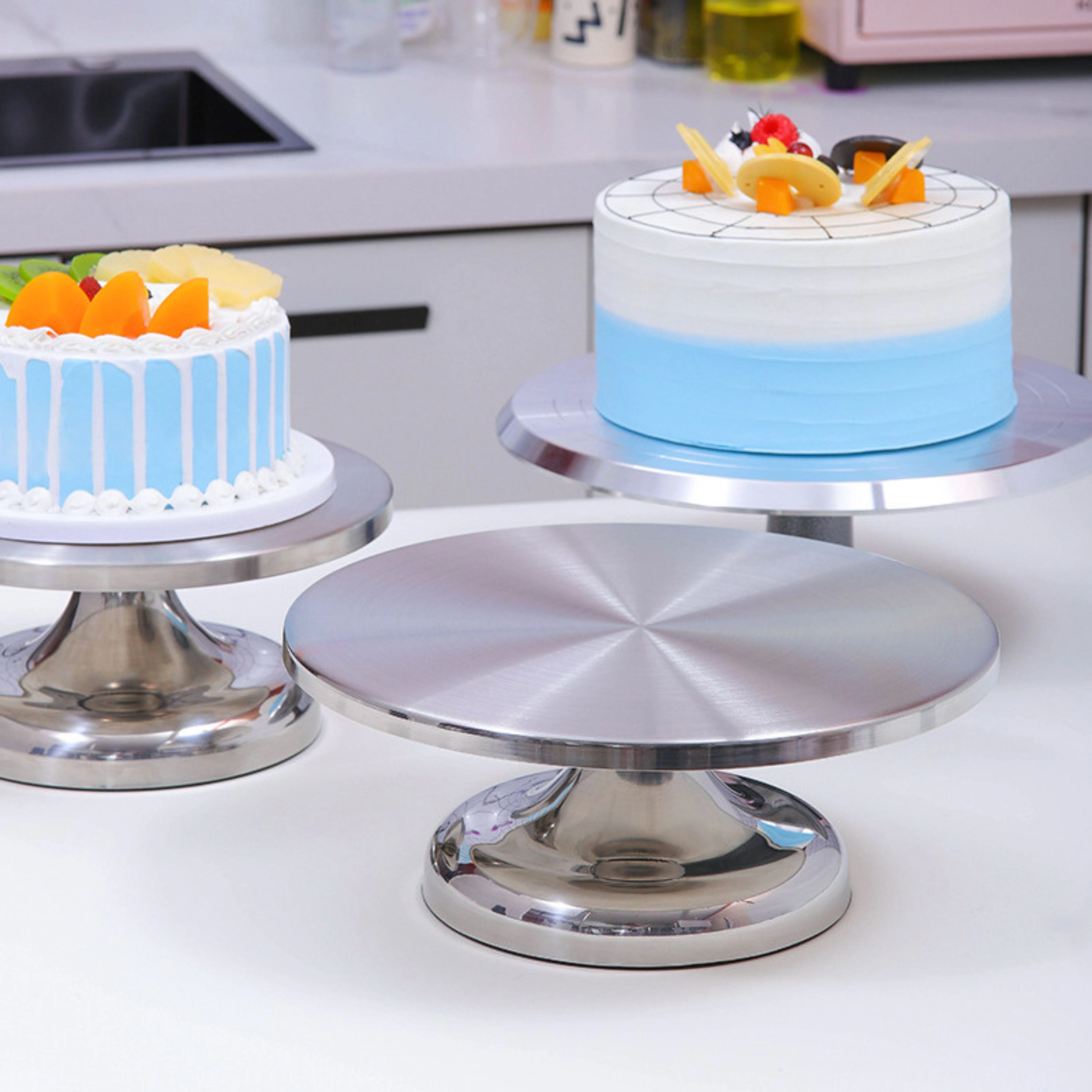 Kitcheniva 12-Inch Premium Stainless Steel Revolving Cake Decorating Turntable Stand With 360 Rotation