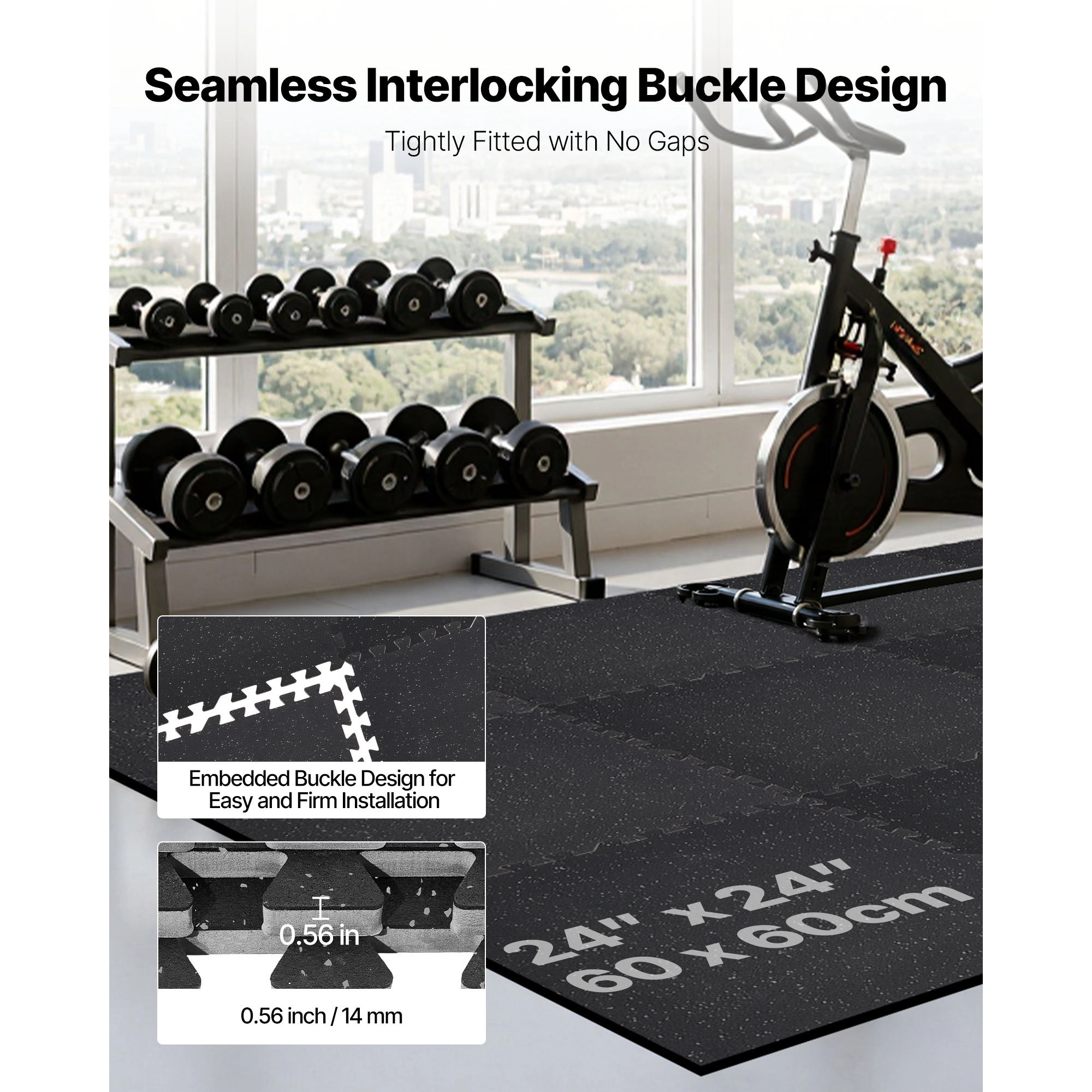 HONGGE Puzzle Exercise Mat Fitness Equipment Mats High-Density EVA Foam Mats Set Interlocking Rubber Soft Tiles