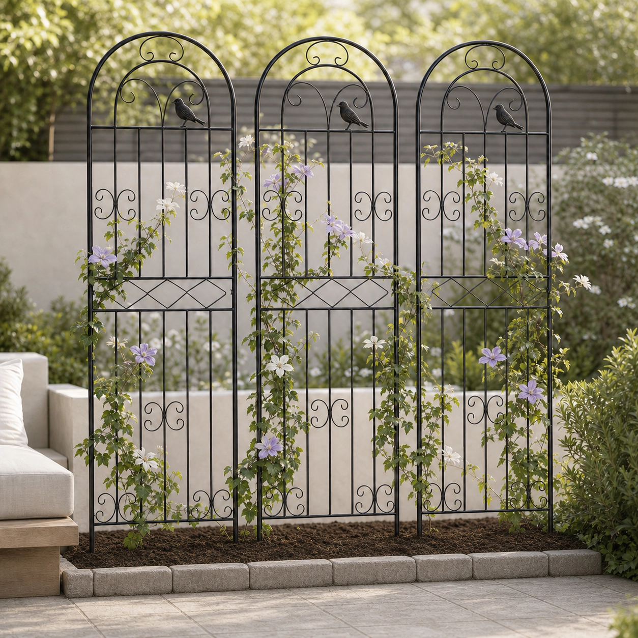 EP Light 70.8" H x 19.7" W Metal Garden Trellis with Black Coating