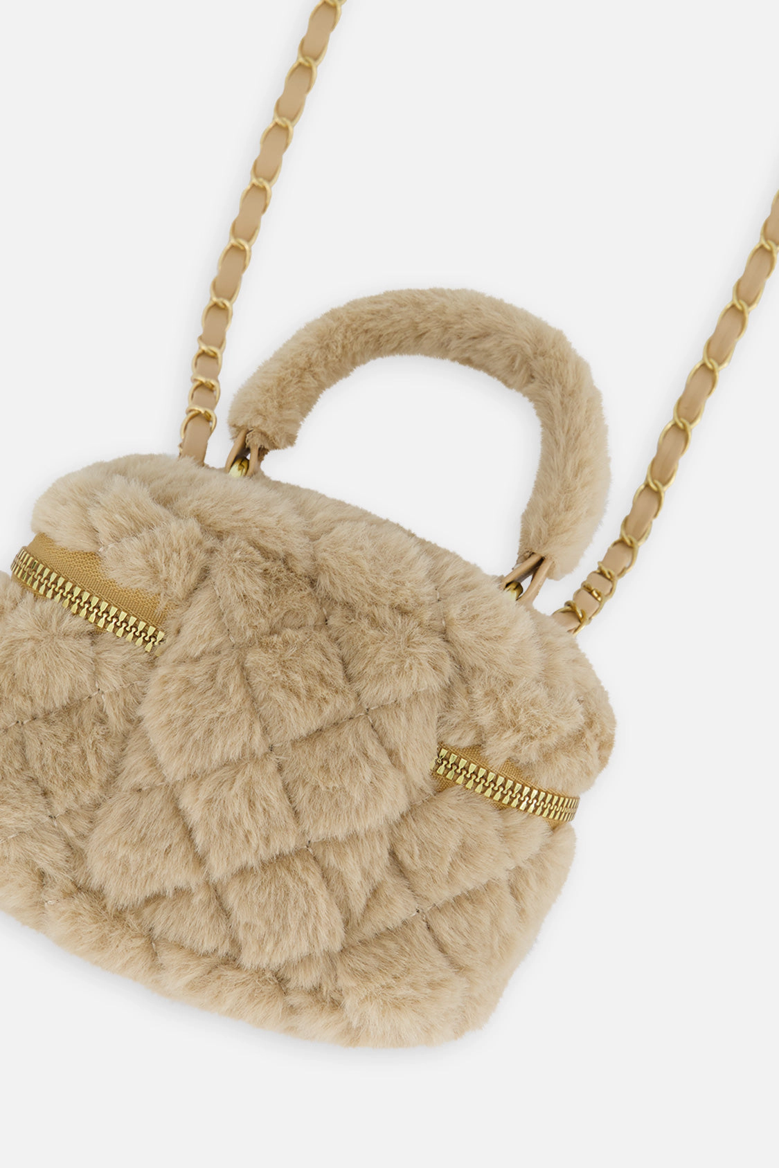 Deux par Deux Girls Quilted Faux Fur Chain Shoulder Bag