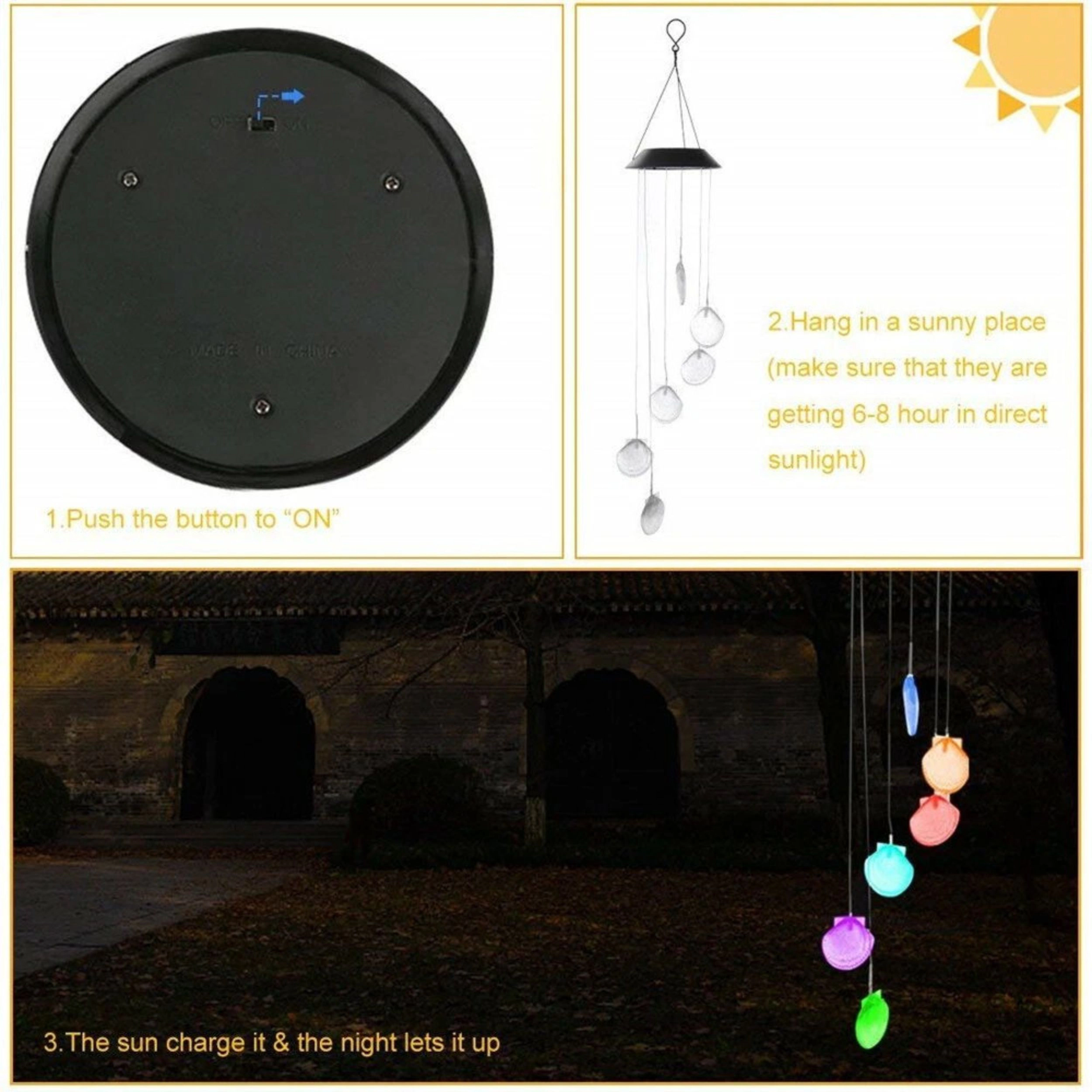 Home Collection Solar Color Changing LED Shell Wind Chime Light