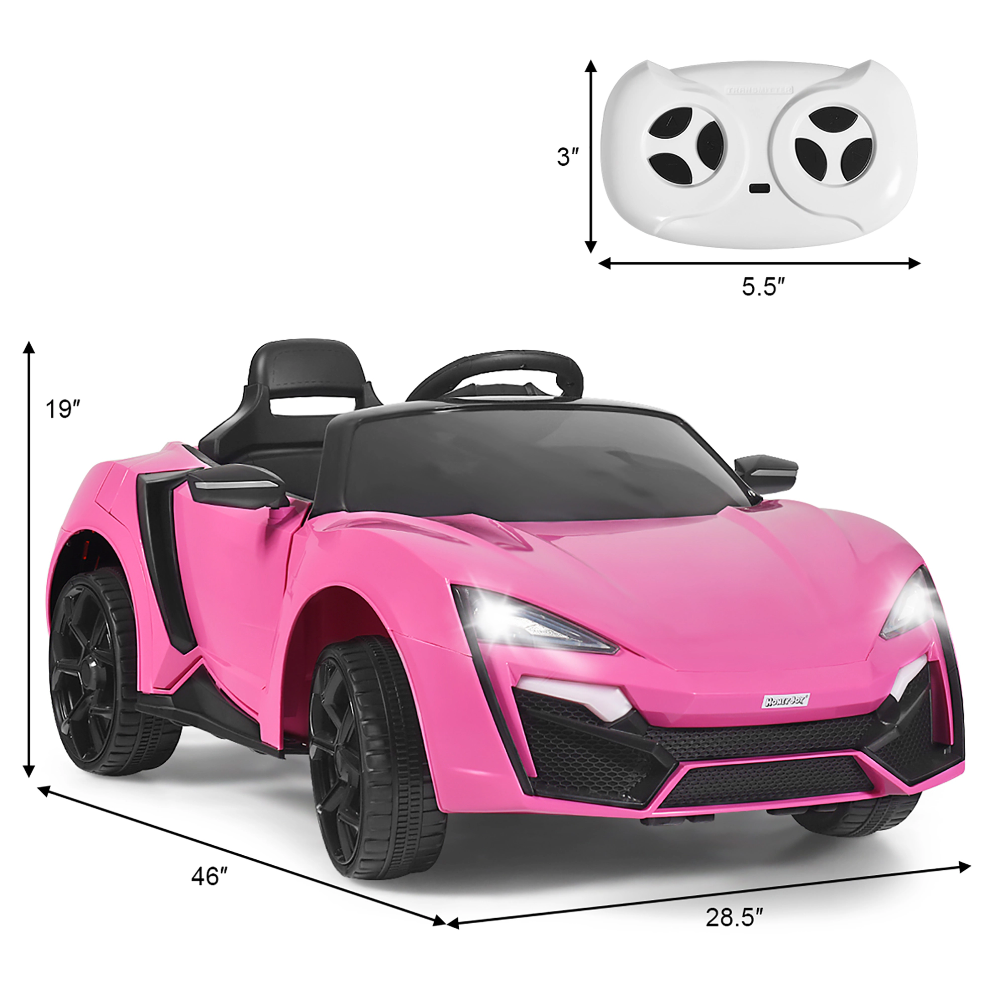 Costway 12V Kids Ride On Car 2.4G RC Electric Vehicle w/ Lights MP3 Openable Doors Black