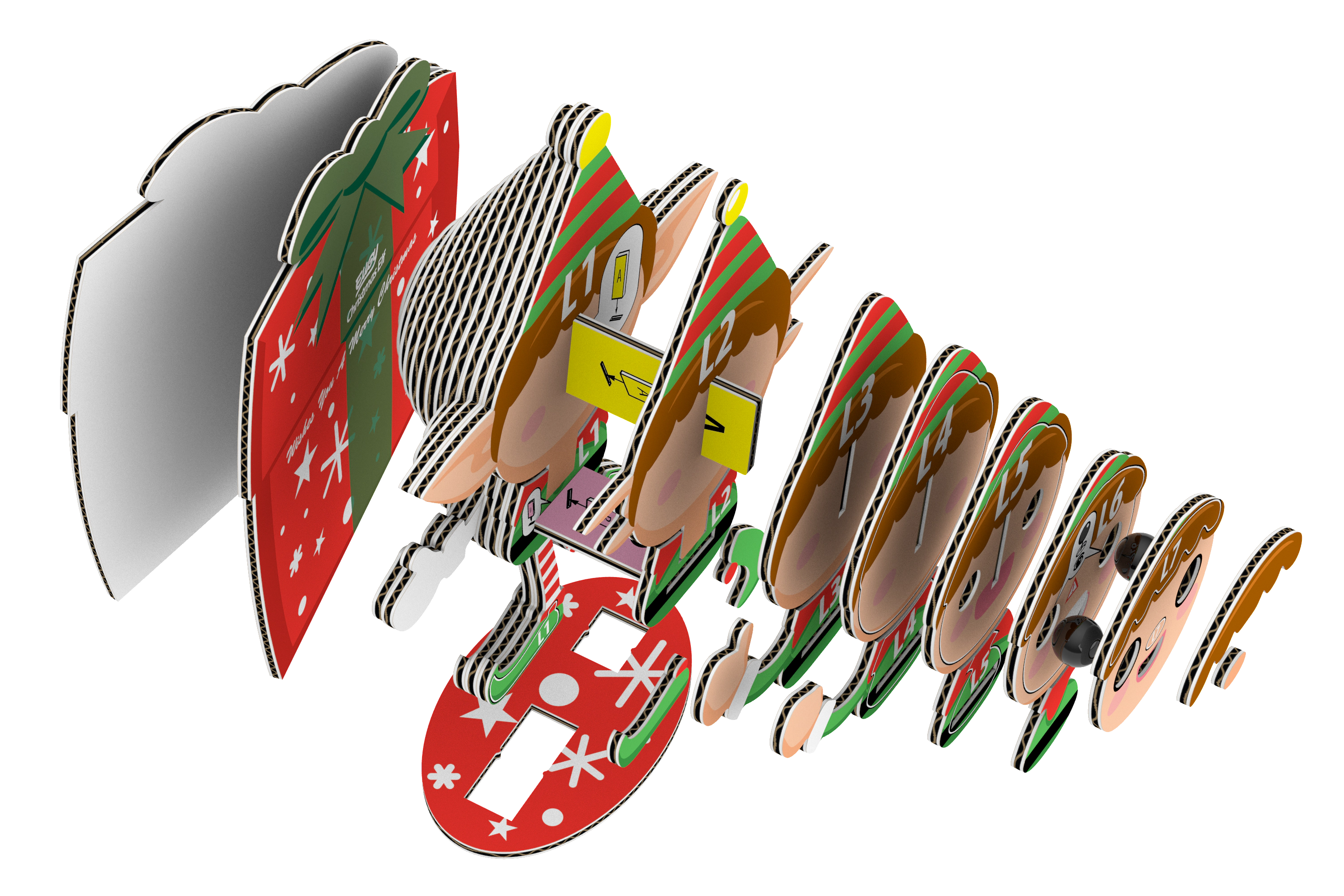 EUGY Christmas Elf 3D Puzzle - contains 38 puzzle pieces