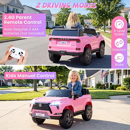 SUGIFT 24V 4WD 110-lb Capacity Kids Ride On Car with Parent Remote Control Spring Suspension and LED Headlights