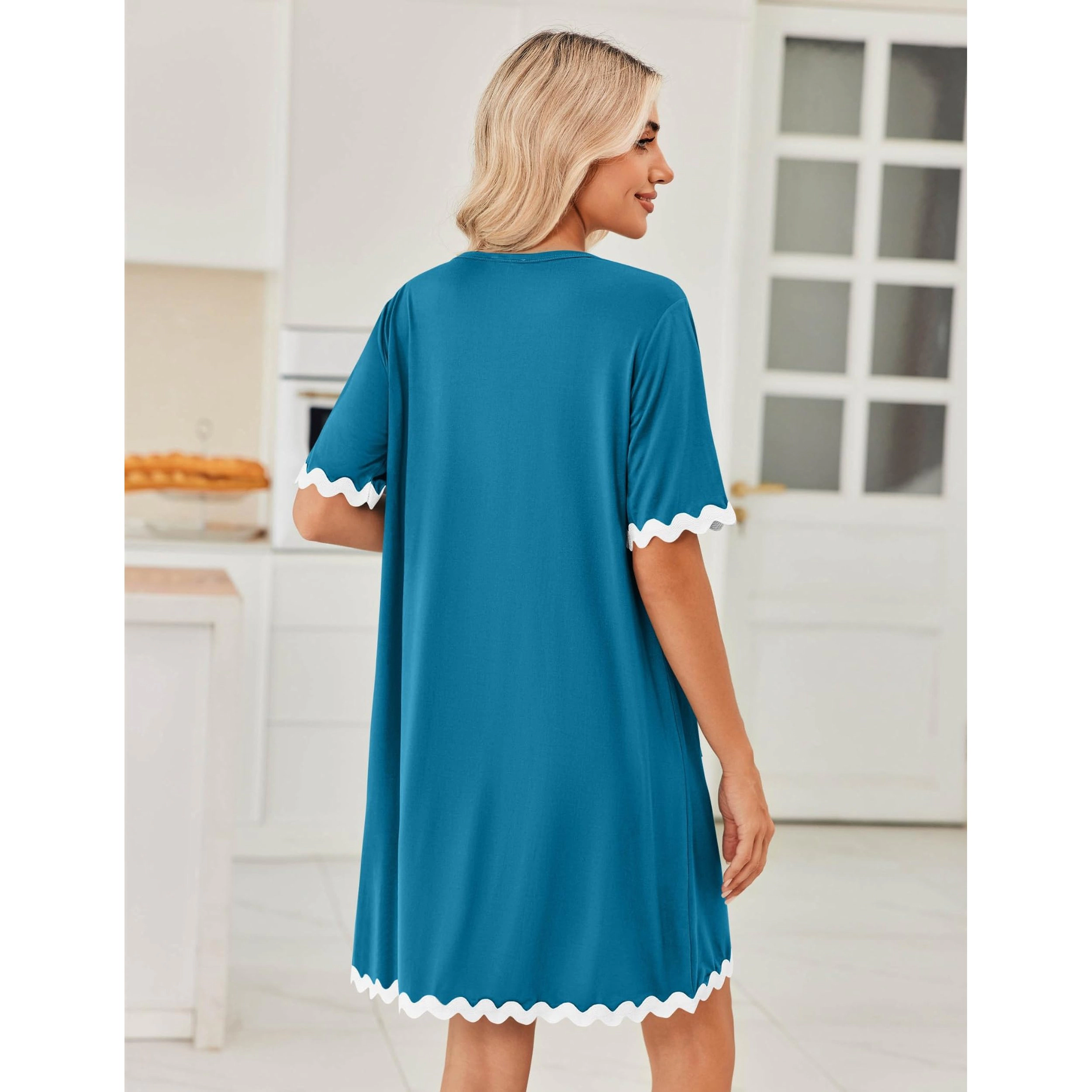 Ekouaer Women Zip Up Robe Lightweight Housecoats with Pockets Knee Length Short Bathrobes Soft