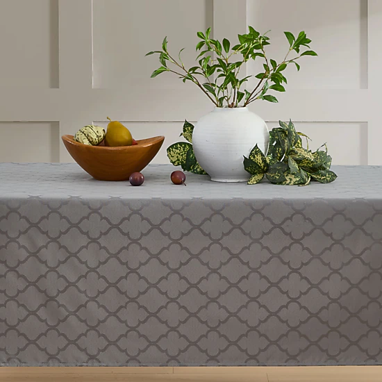 HLC.ME Modena Geometric Lattice Jacquard Fabric Water Resistant Tablecloth
