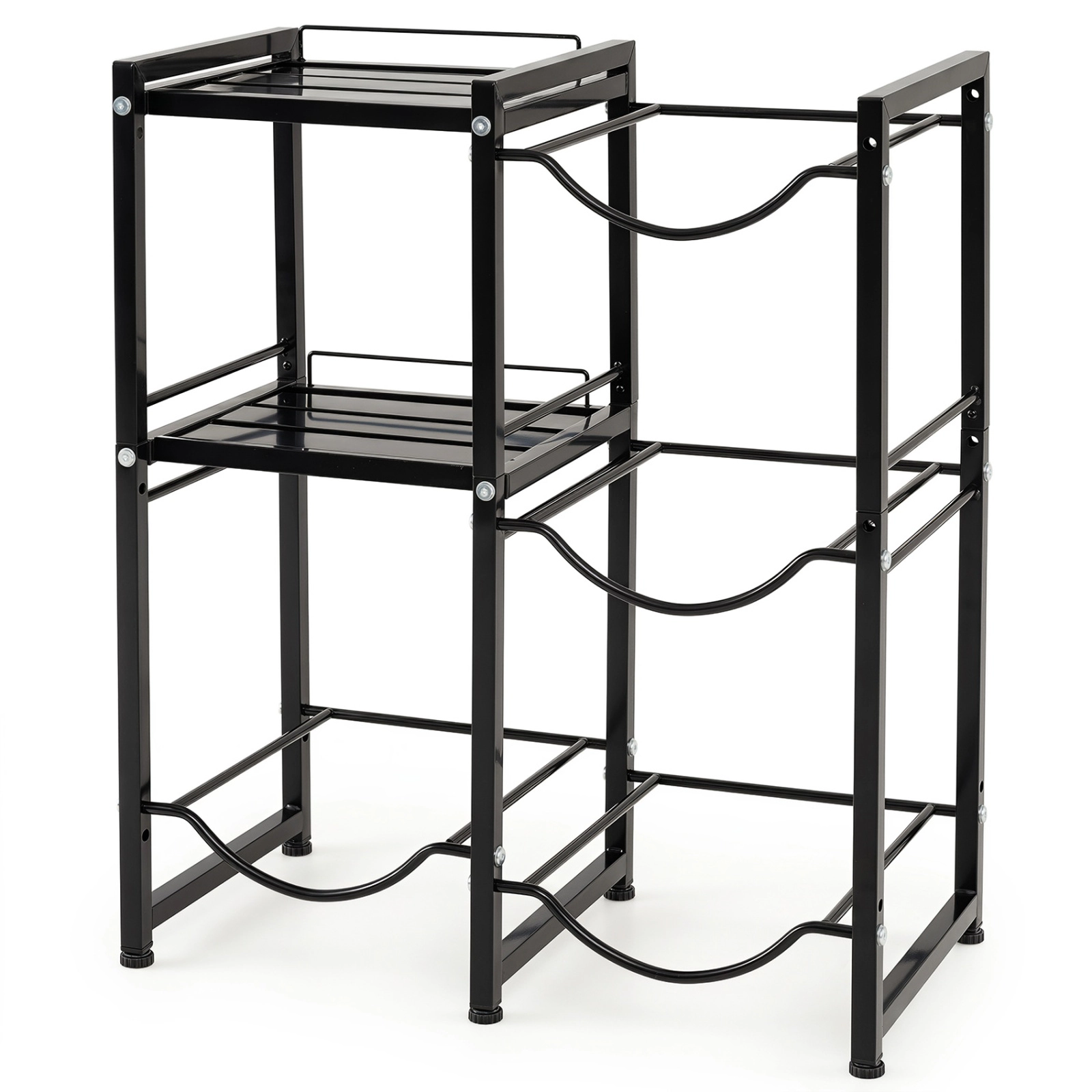 SUGIFT 3-Tier Carbon Steel 5 Gallon Water Jug Holder Storage Rack 25.5-in x 13-in x 30.5-in 45-lb per Shelf Black