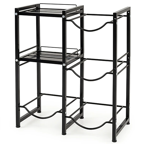 SUGIFT 3-Tier Carbon Steel 5 Gallon Water Jug Holder Storage Rack 25.5-in x 13-in x 30.5-in 45-lb per Shelf Black