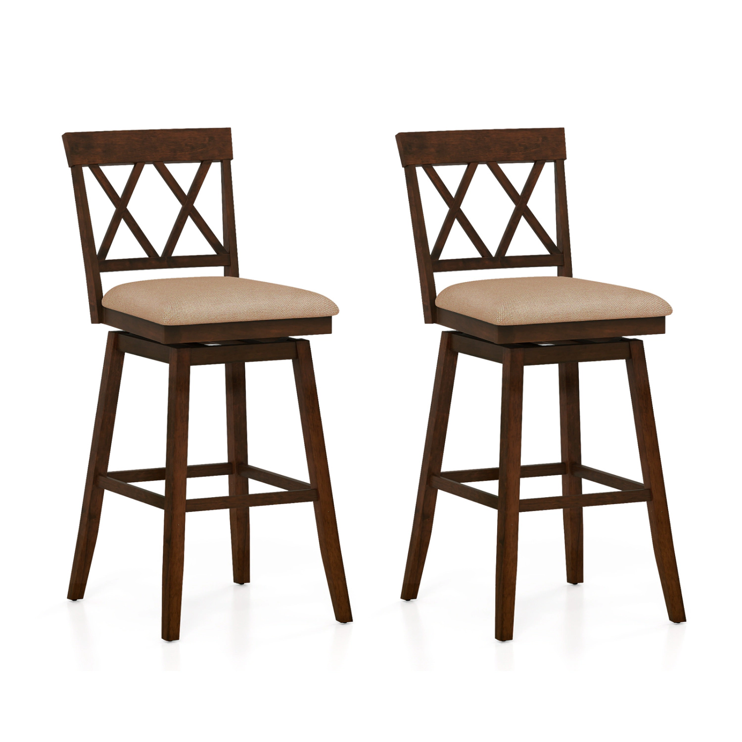 LJG 24 Inch Counter Height Barstools Set of 2 with Backrest and Seat Cushion-29 Inches