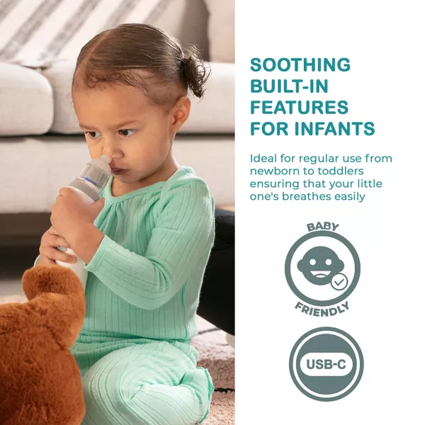 Sperric Electric Baby Nasal Aspirator w/ Soothing Music & Light, Adjustable Suction, 3 Silicone Tips, USB‑C Rechargeable