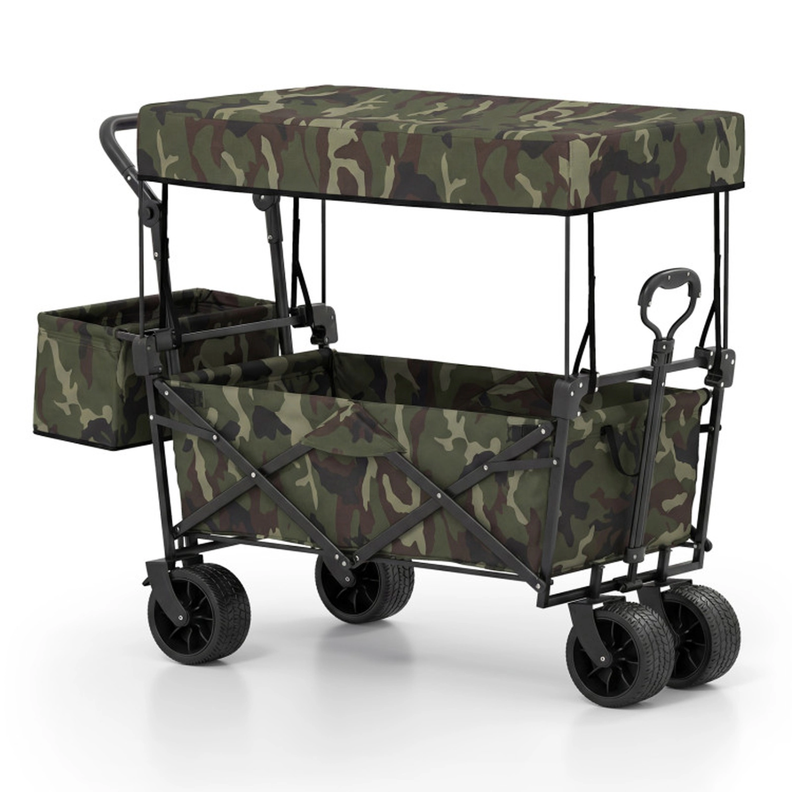 SUGIFT Camouflage Collapsible Wagon with Removable Canopy and Storage Bag 46-in W 38-in H 150-lb Load Capacity