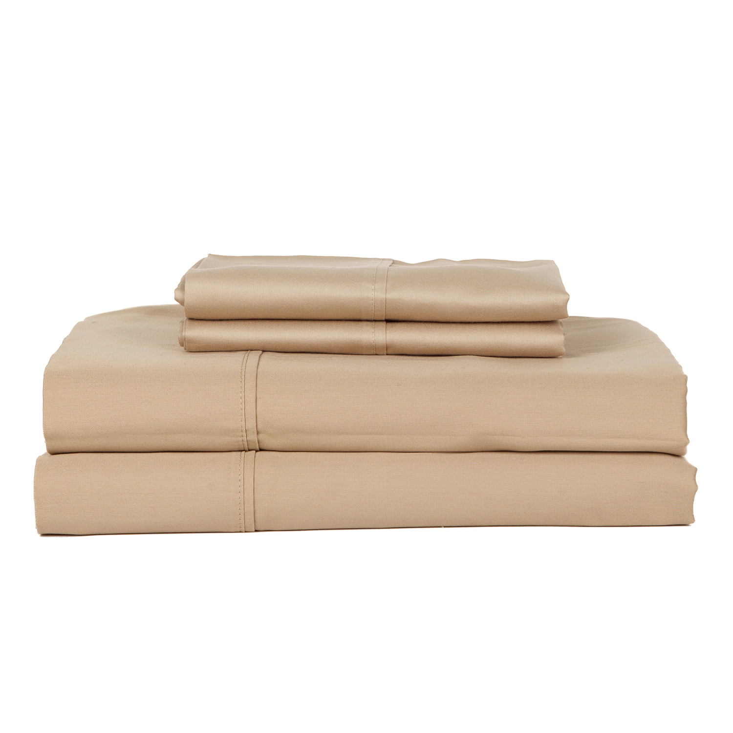 Castle Hill Premium Lightweight 330 Thread Count Cotton Sateen 4 Pieces Sheet Set King Taupe