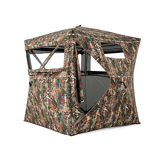 LJG 82 Inch Tall Hunting Blind 270° One Way See Through Ground Tent for 3-4 People