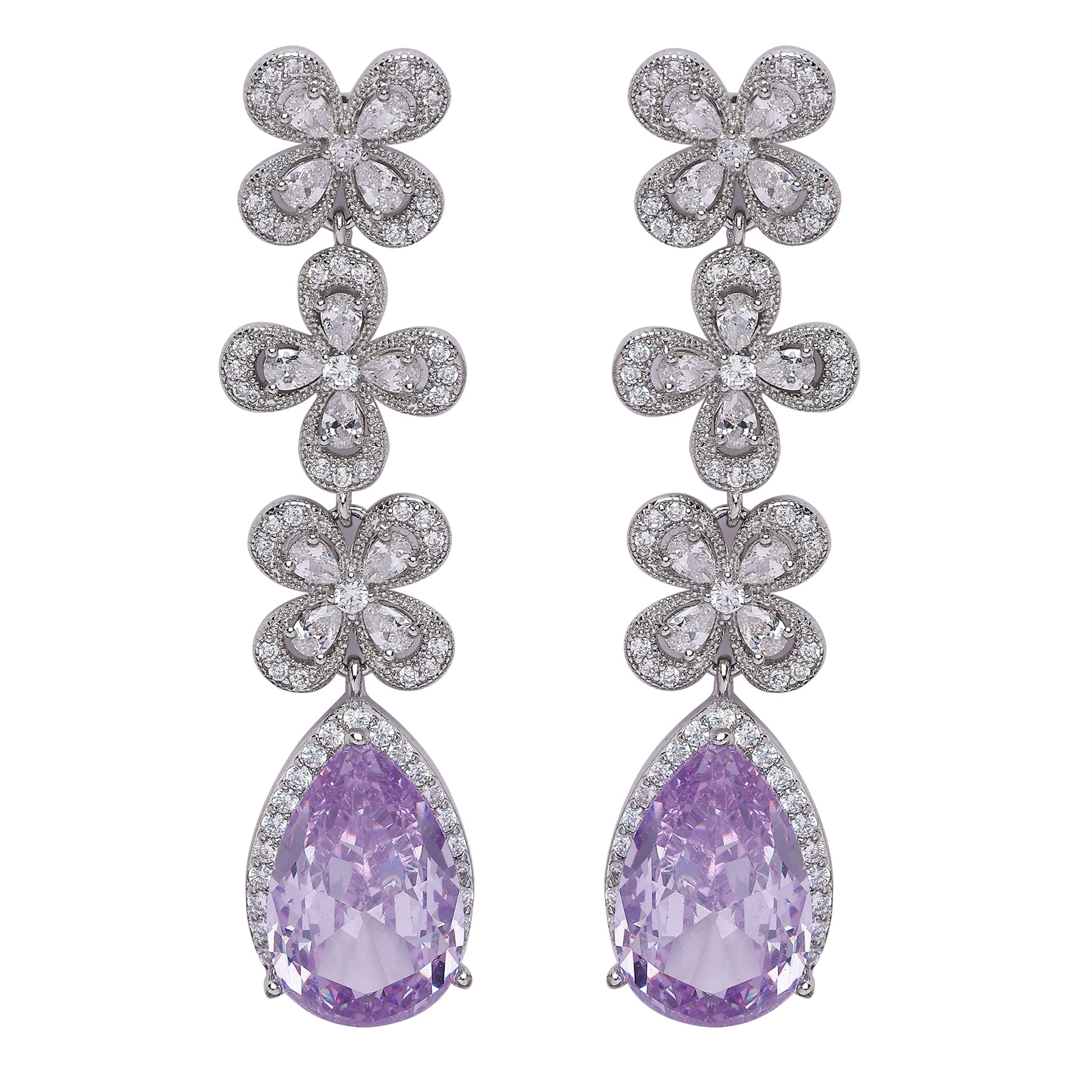 AGP PARIS Womens Diva Triple Flower Drop Earrings