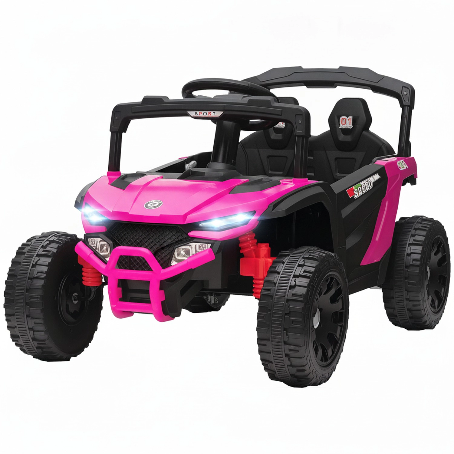 HONGGE 12V Battery-Powered Kids Ride-On Truck with Remote Control and Rear Suspension, Pink