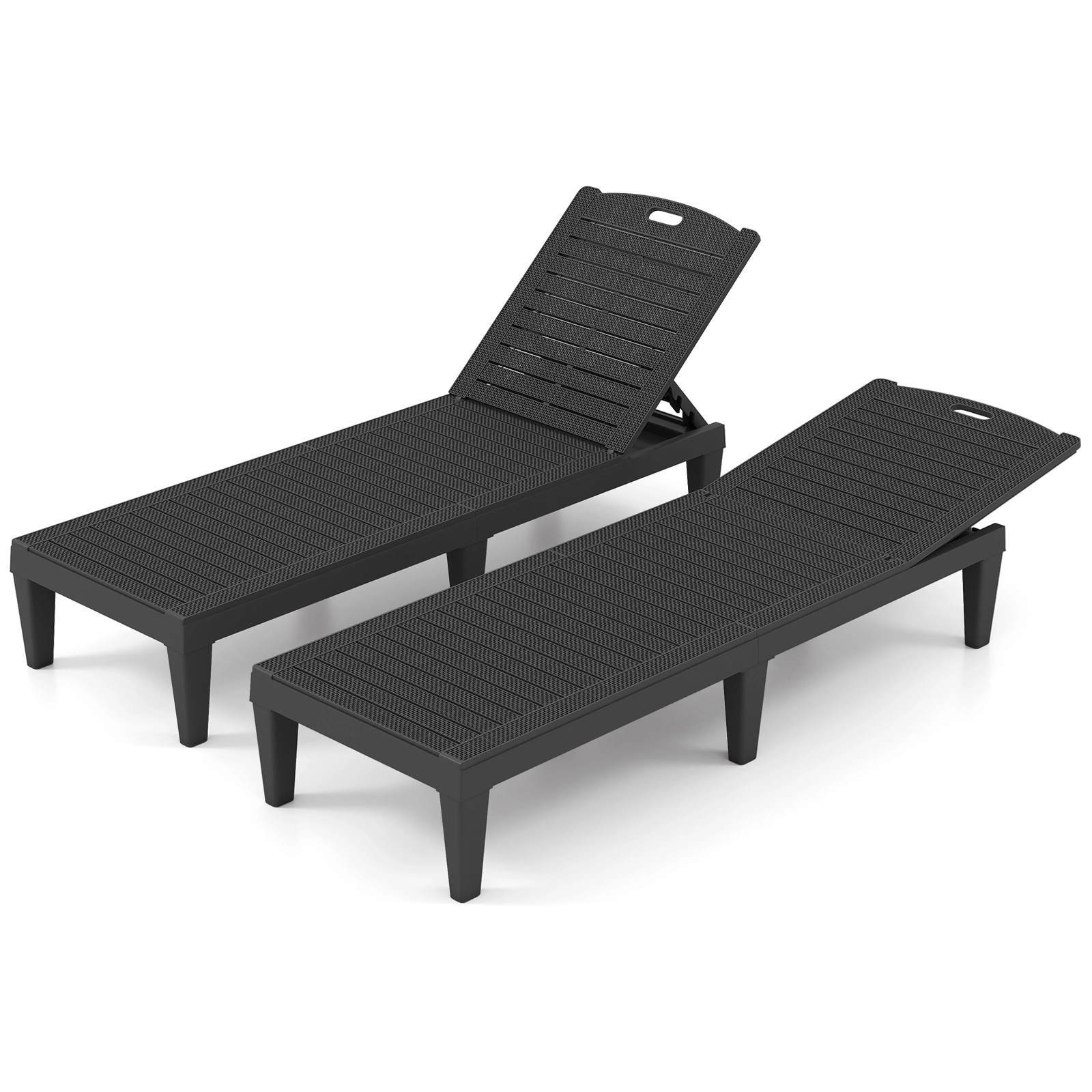 LJG Outdoor PP Chaise Lounge Chairs Set of 2 with 4-Position Adjustable Backrests