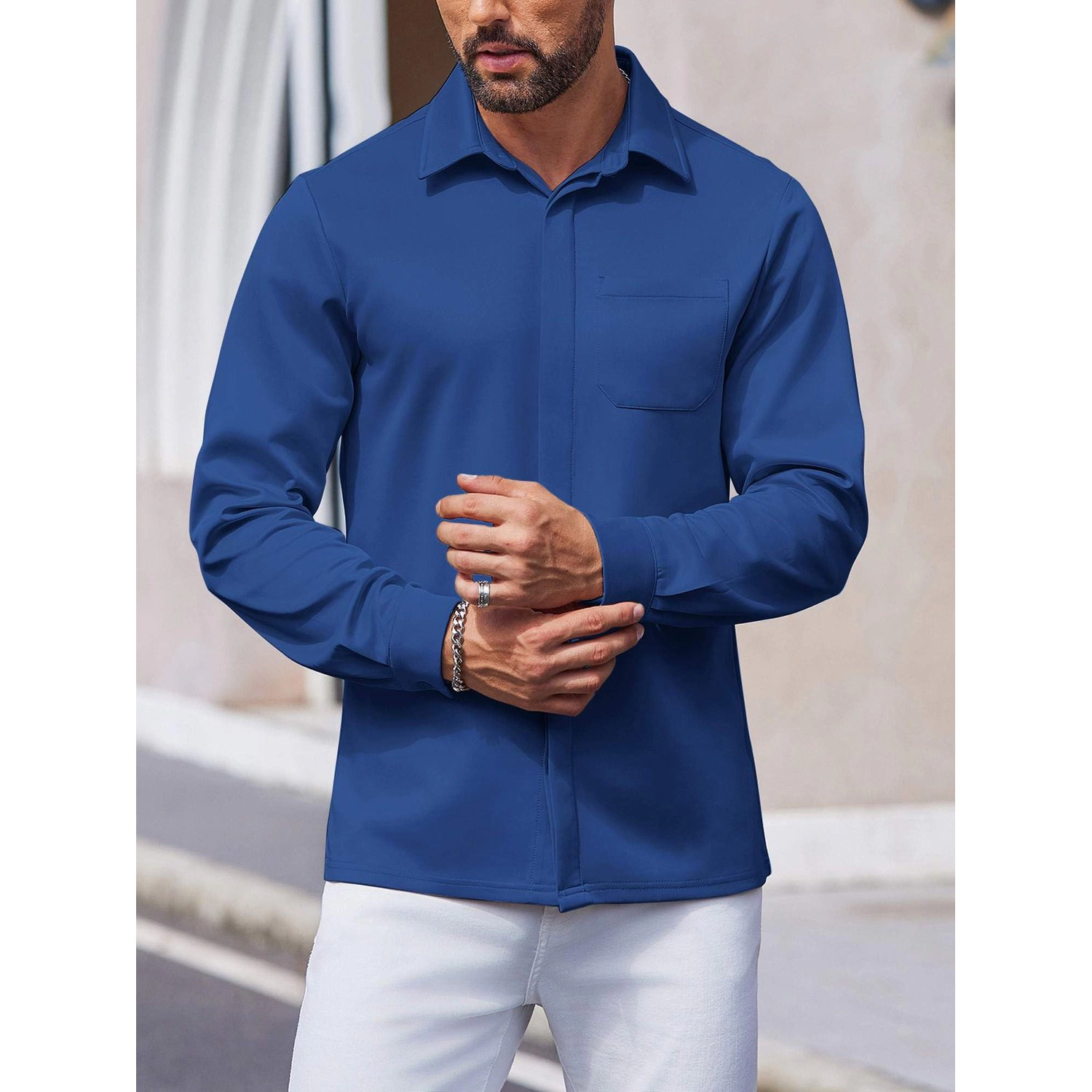 COOFANDY Mens Casual Long Sleeve Blazer Two Button Notch Lapel Slim Fit Sport Coat
