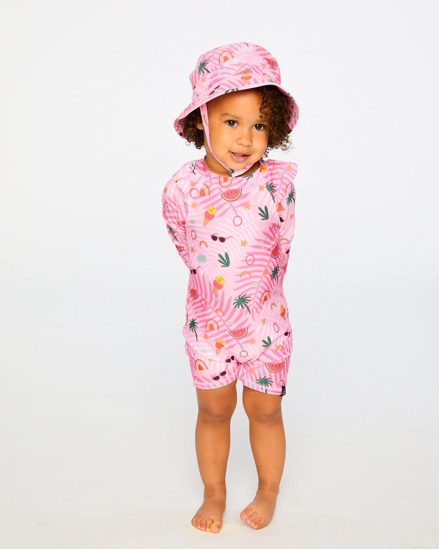 Deux par Girls Toddler One-Piece Long Sleeve Rashguard Beach Print