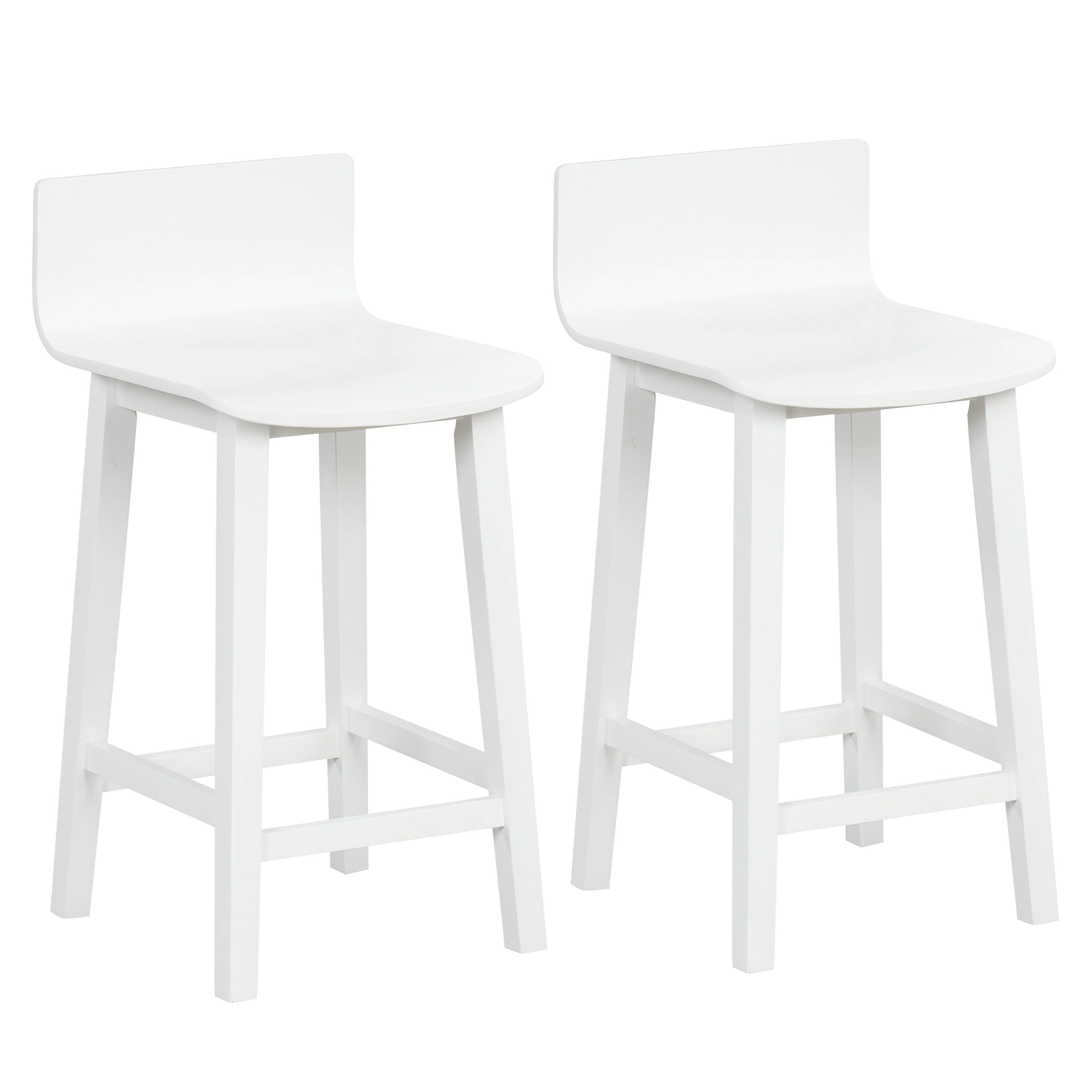 SUGIFT Solid Wood Bar Stools Set of 2 with Backrest 330-Lb Capacity 24.5-in Seat Height 15.5 x 17.5 x 30 in Frame White