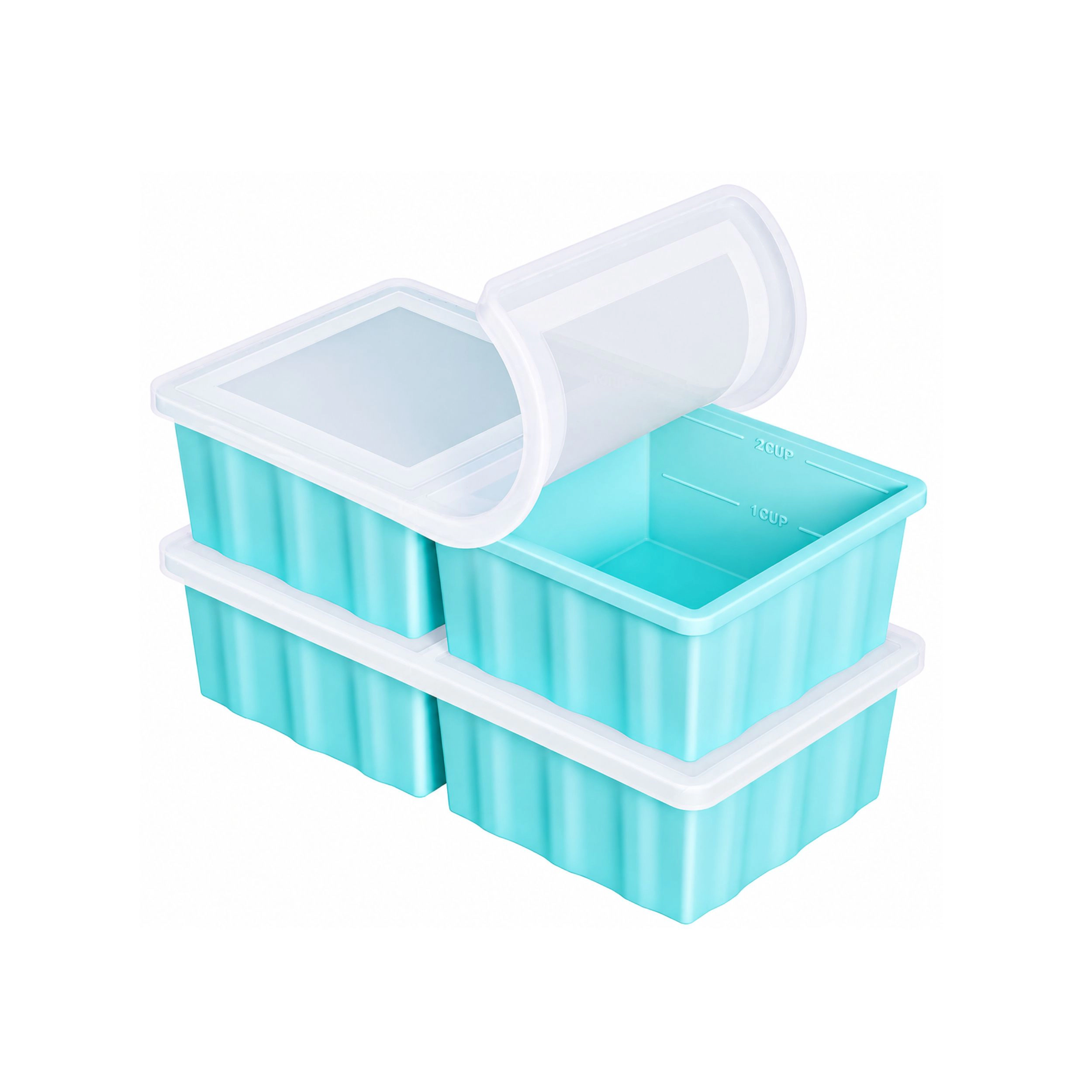Stock Preferred Pack of 2 Cup Silicone Freezer Trays with Lids for Soup and Meal Prep