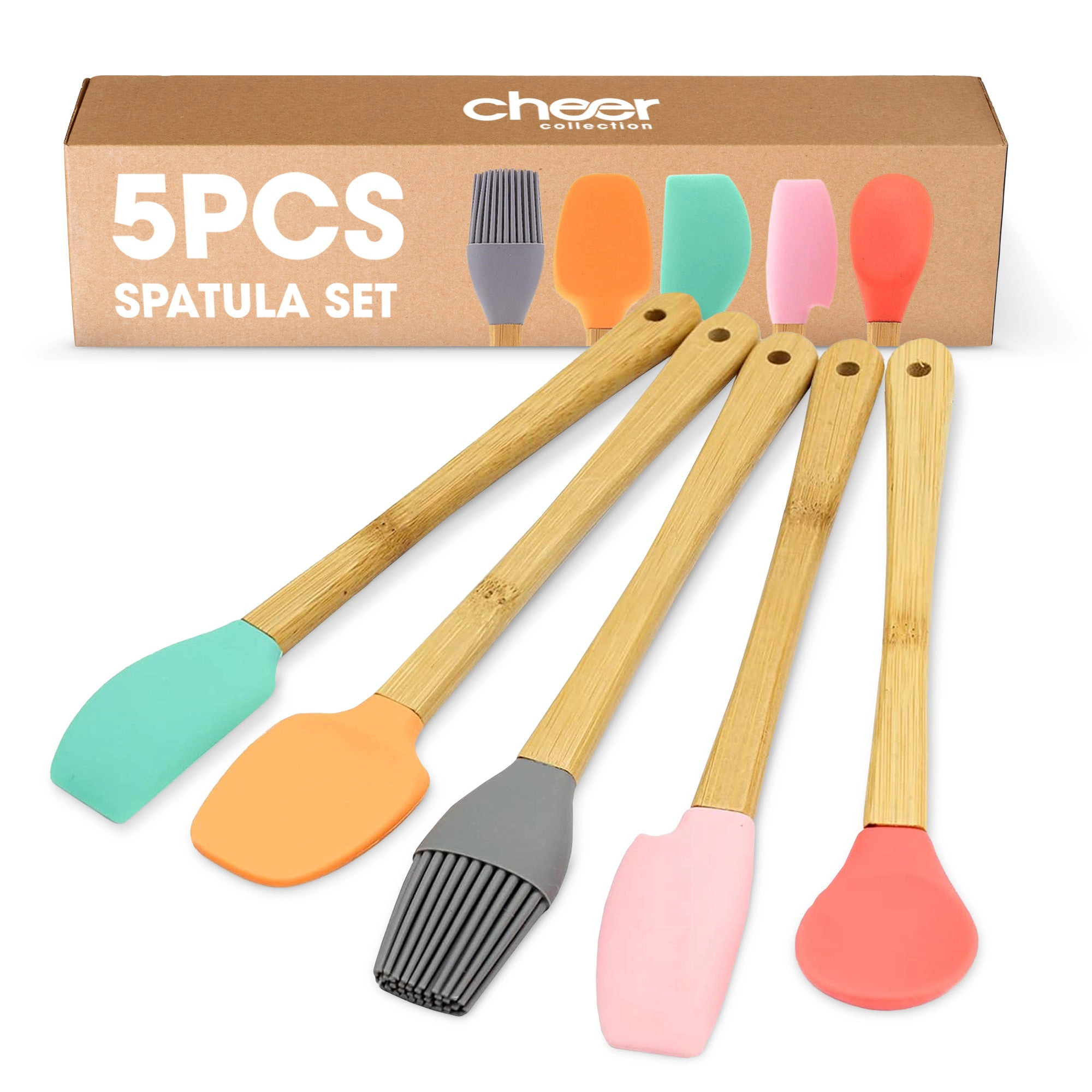 Cheer Collection 5-Piece Silicone Spatula Set