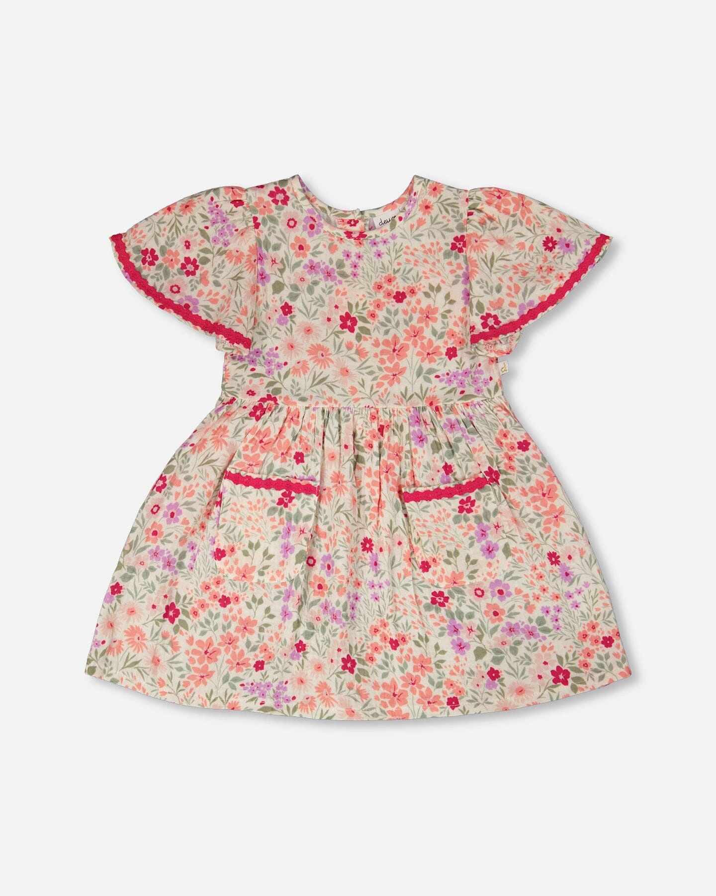 Deux par Deux Girls Muslin Dress Printed Flowers