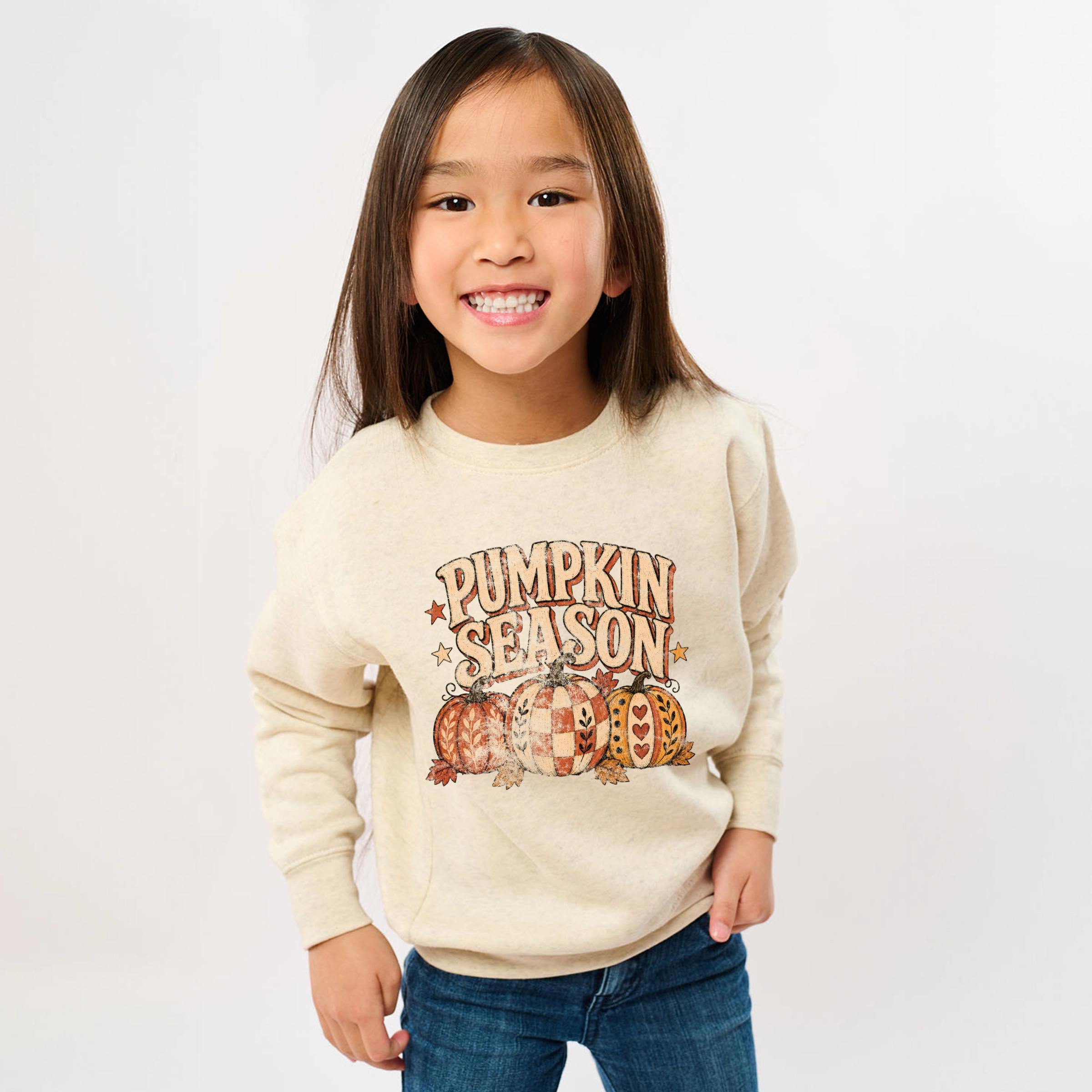 The Juniper Shop - Youth Graphic Sweatshirt Pumpkin Season Pattern Stars
