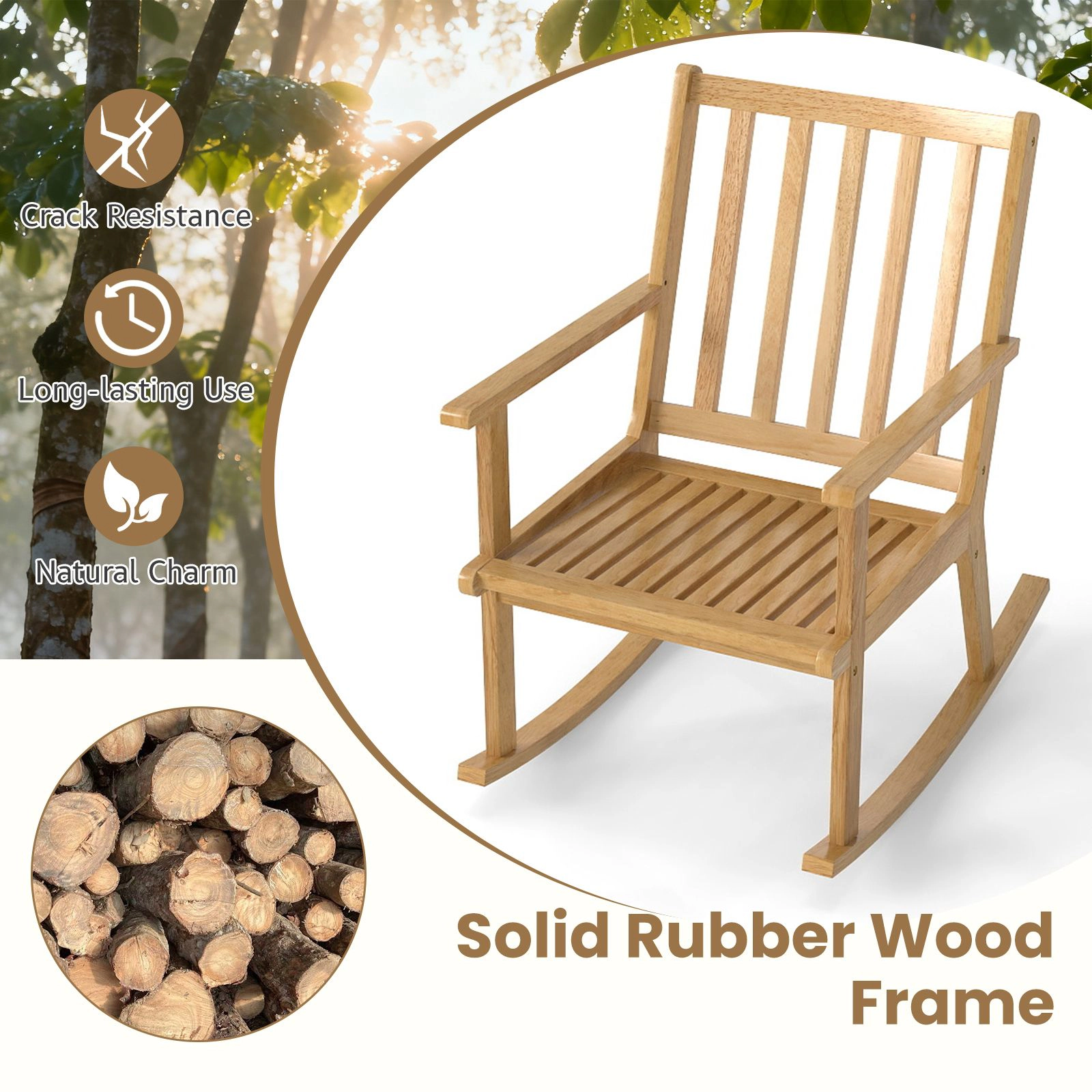 SlickBlue Women's Ergonomic Wooden Rocking Accent Chair
